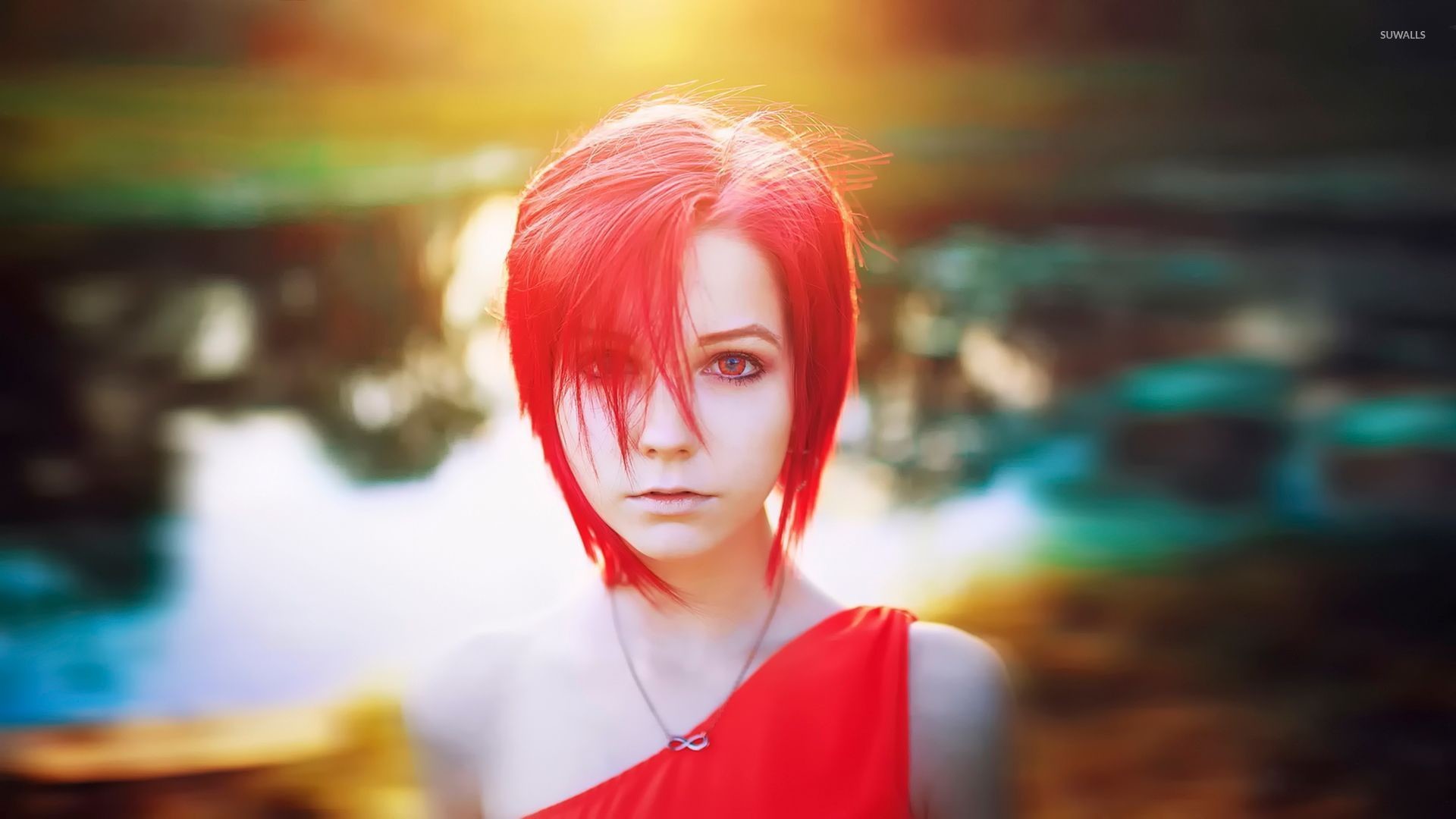 Beautiful redhead in the sun wallpaper jpg