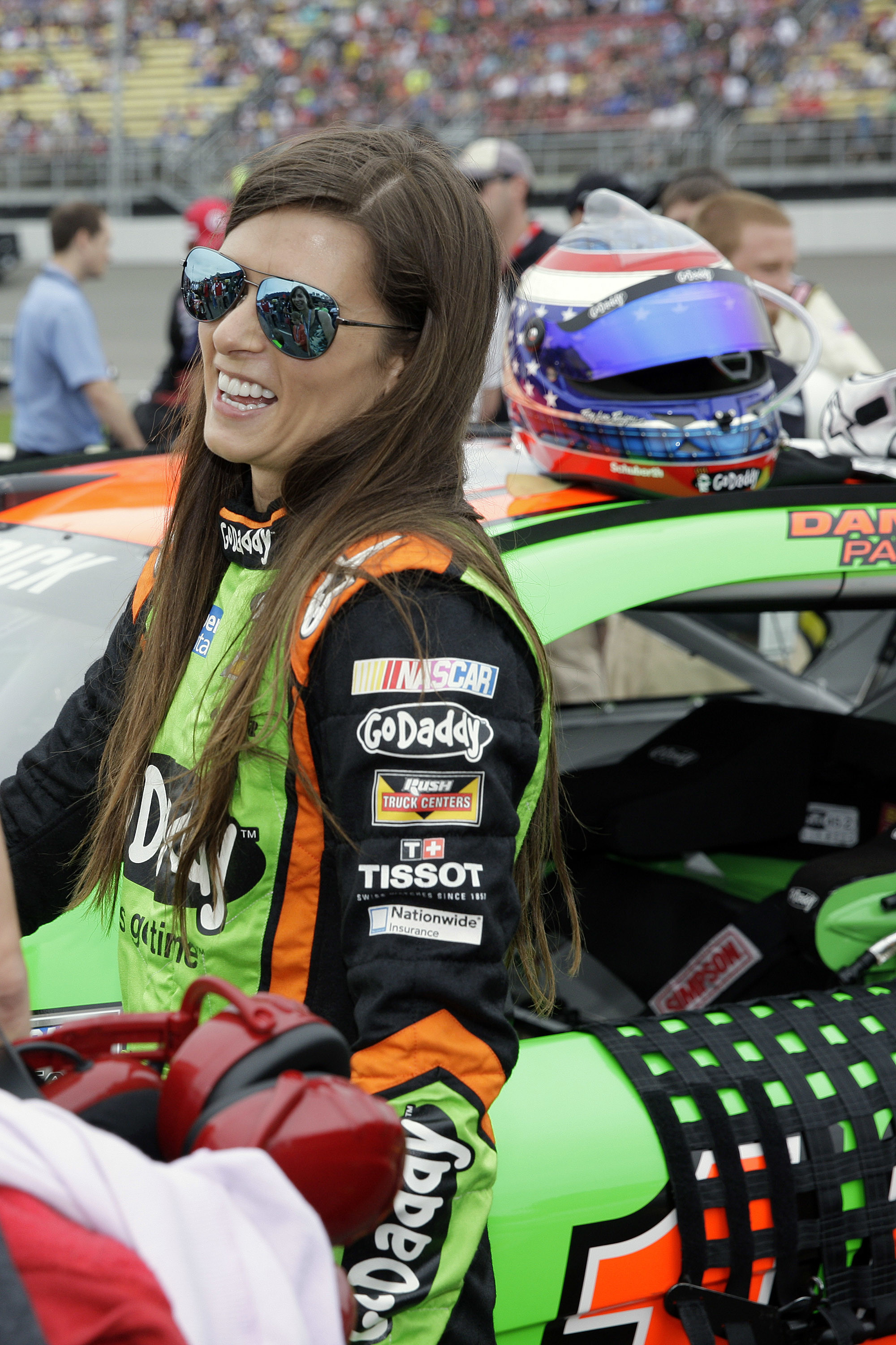 Danica Patrick is all smiles before the Pure Michigan 400 at Michigan  International Speedway. View