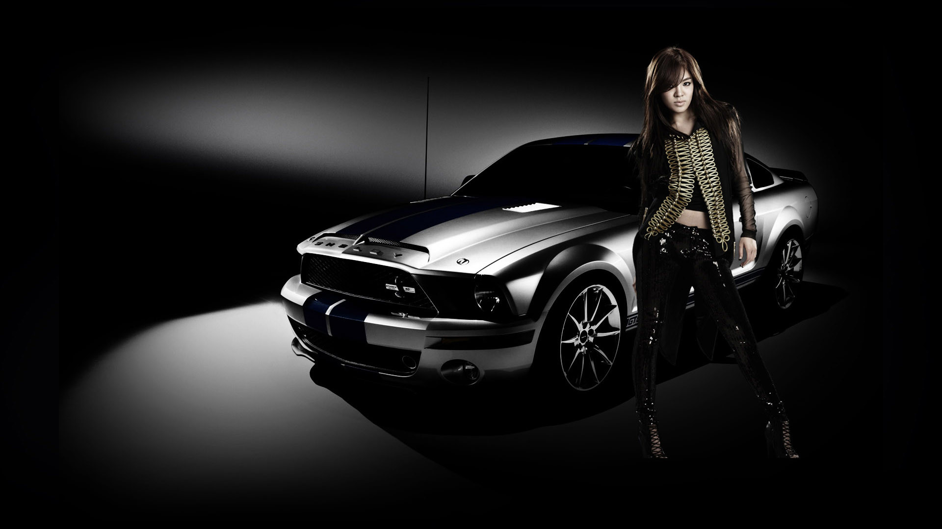 Car And Black Dress Girl Wallpaper