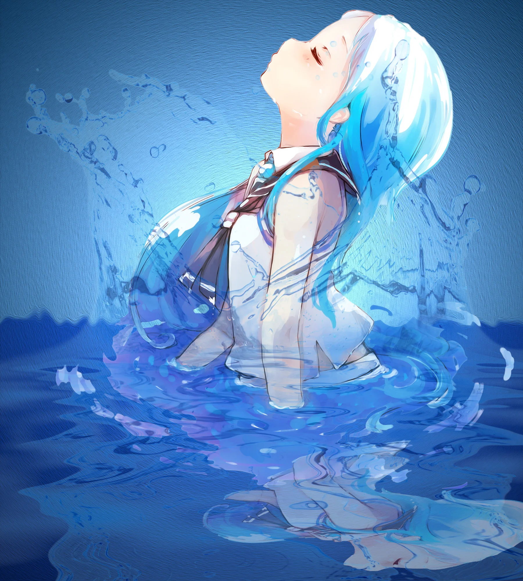 Anime Girl Floating in the Water 4K Wallpaper 62612