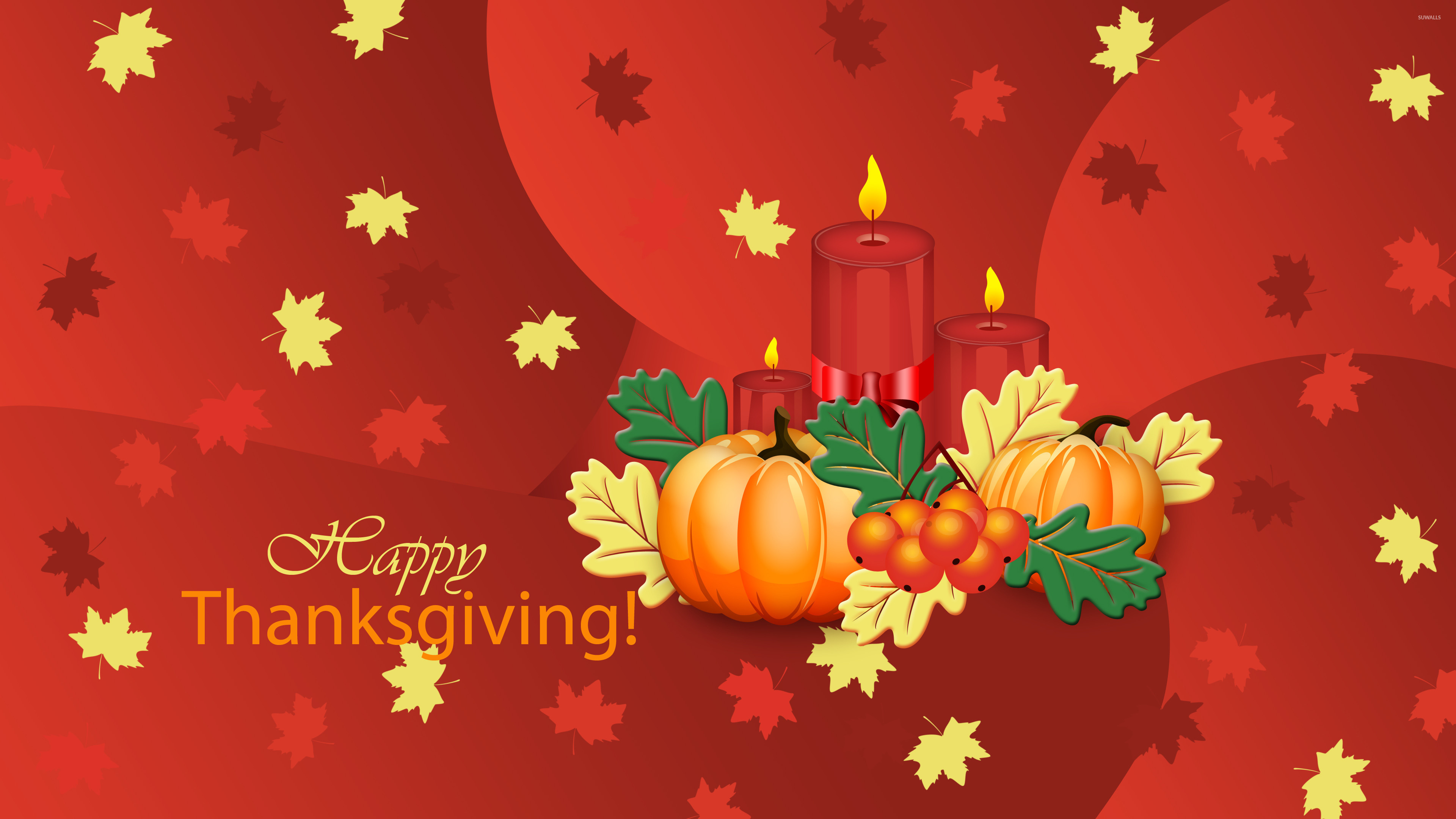 Pumpkins and candles on Thanksgiving wallpaper jpg