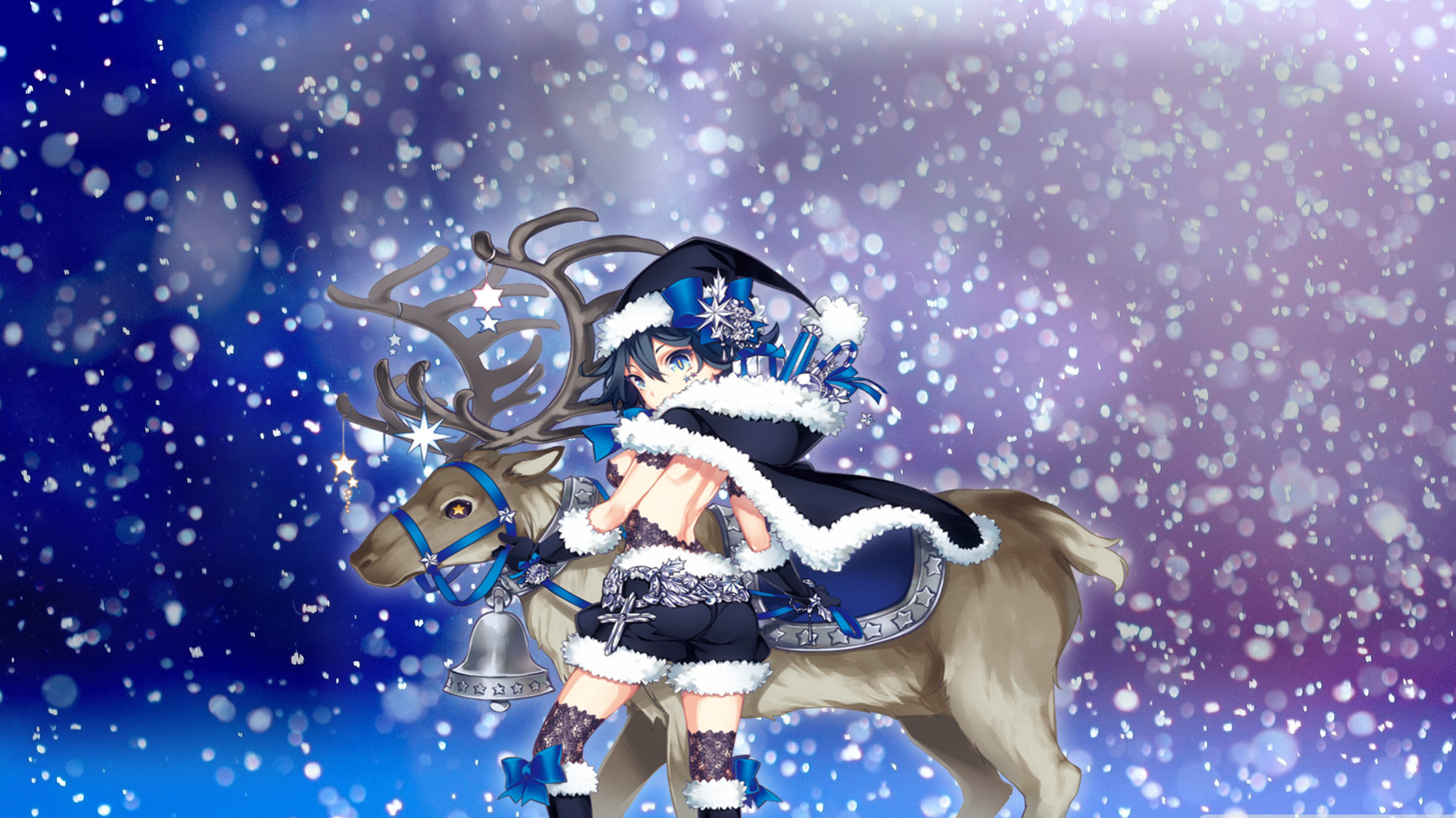Blue Anime Girl Christmas Wallpaper by callmeteddy24 Blue Anime Girl Christmas  Wallpaper by callmeteddy24