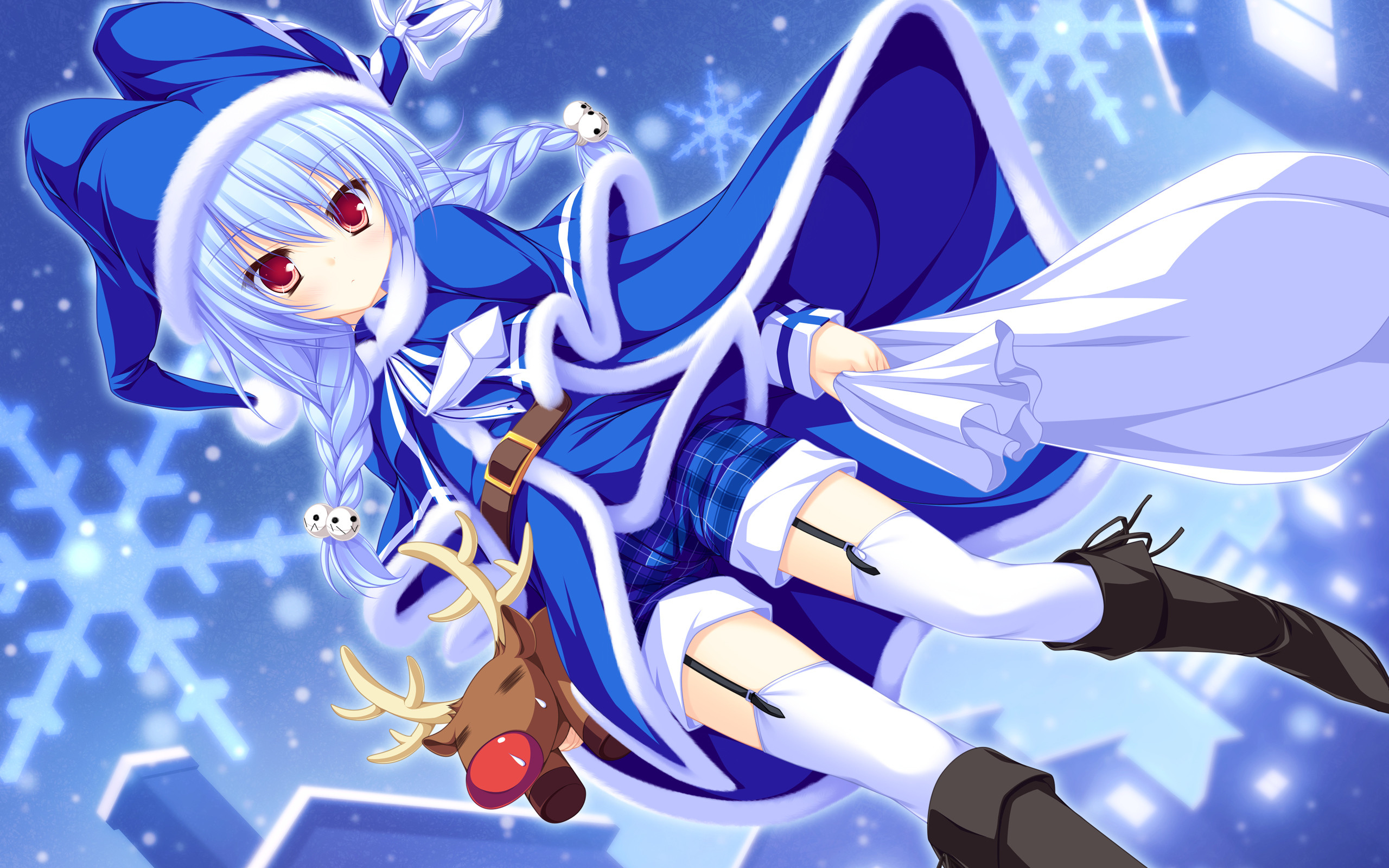 Anime – Lunaris Filia Christmas Season Hair Winter Snow Girl Toy Blue Anime Red Eyes Wallpaper