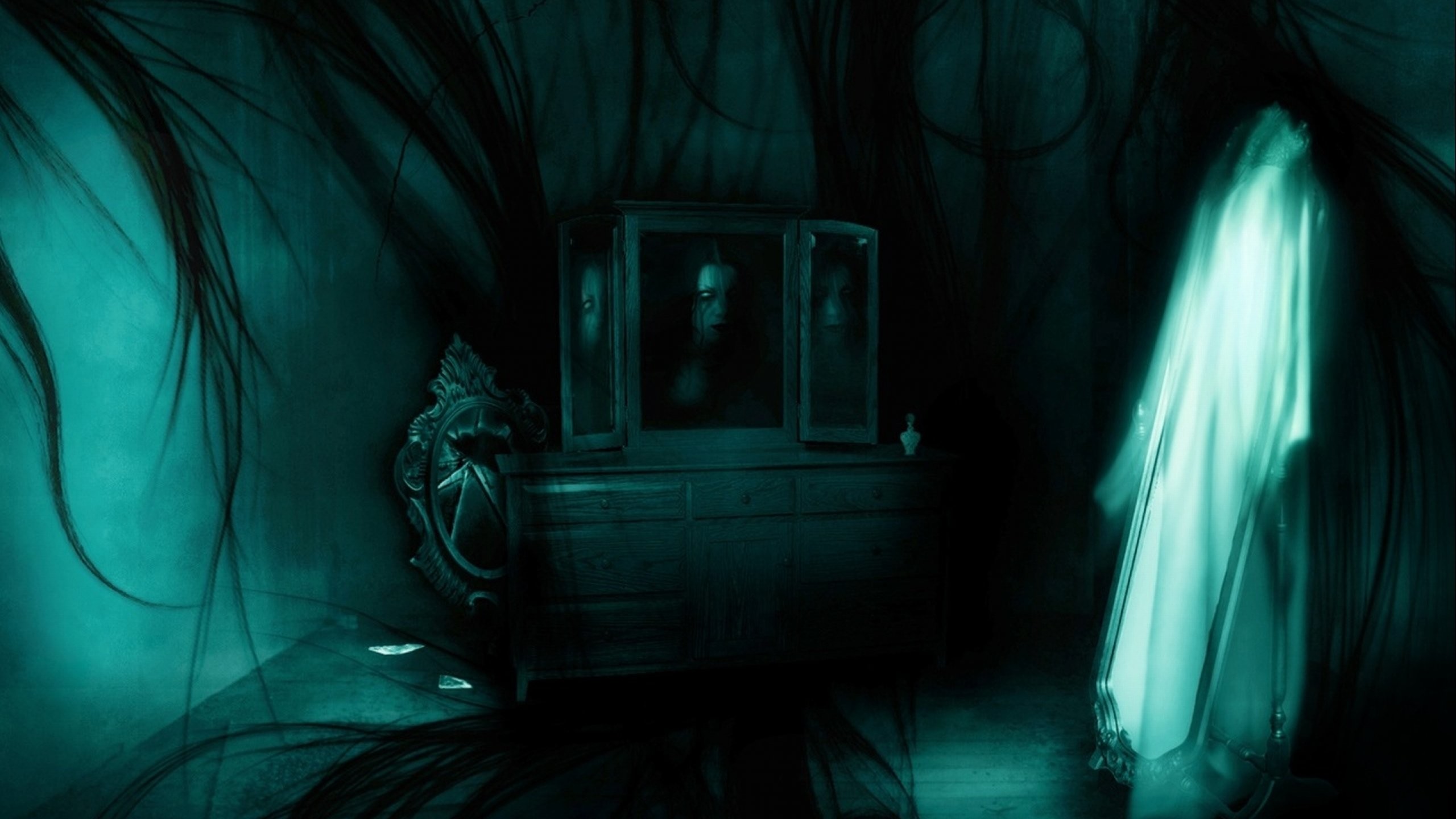 dark-ghost-fantasy-art-artwork-horror-spooky-creepy-halloween-gothic- wallpaper-1.jpg (2560Ã1440) | cool stuff | Pinterest | Creepy ghost, 3d  wallpaper and …