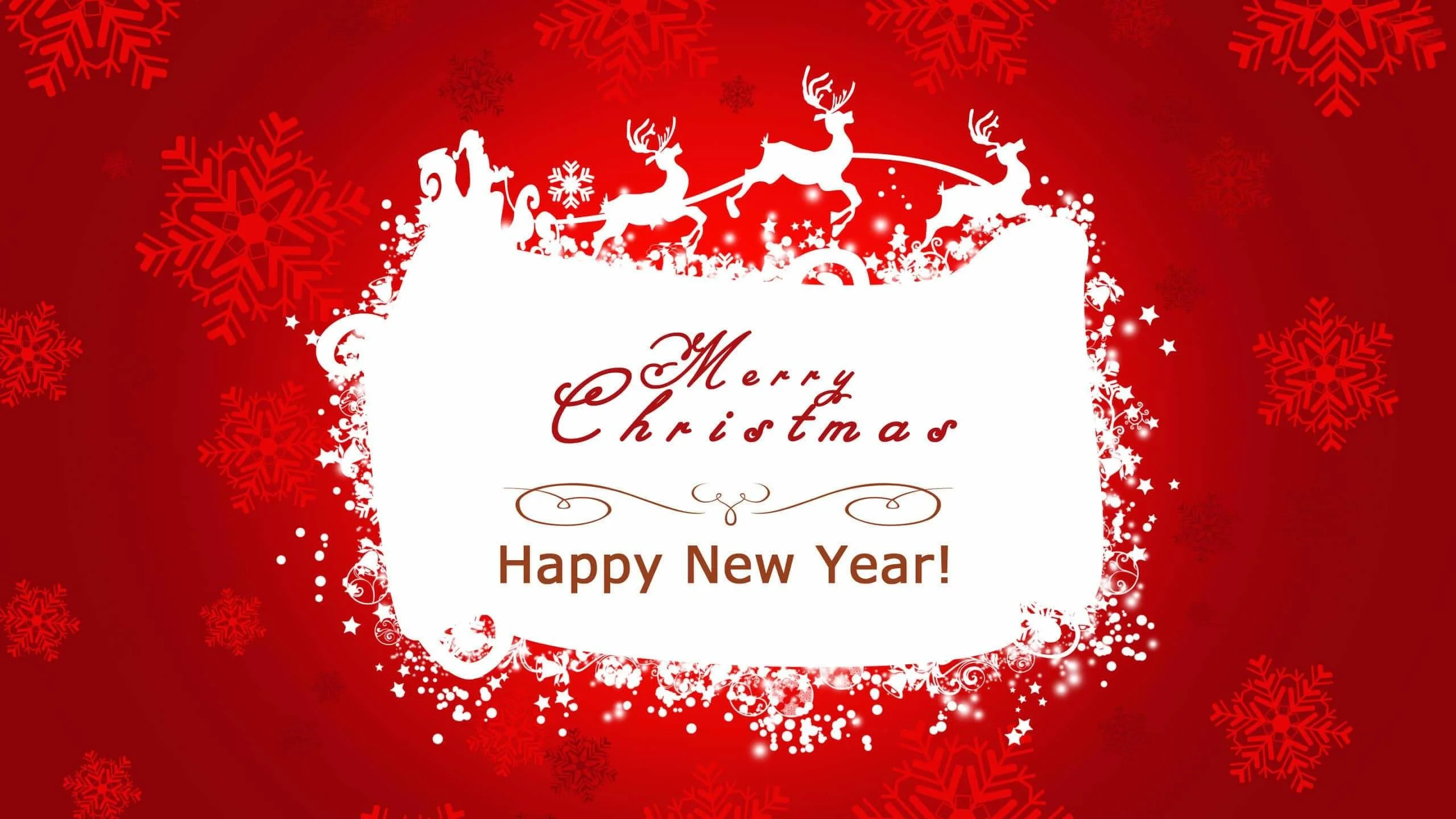 Red happy new year and merry christmas wallpaper
