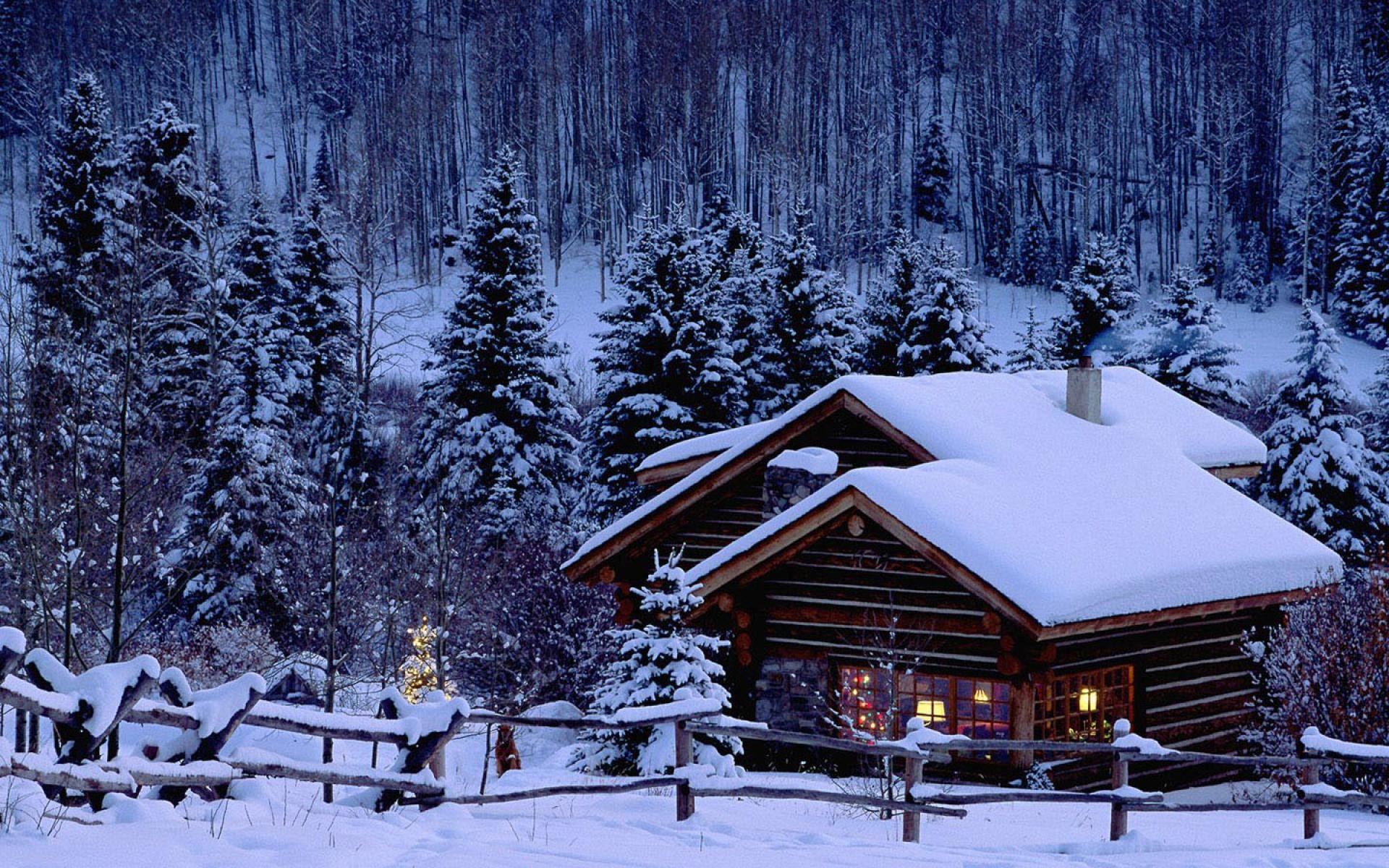 dreamy, scene, snow, wallpaper, scenery, warmly, house