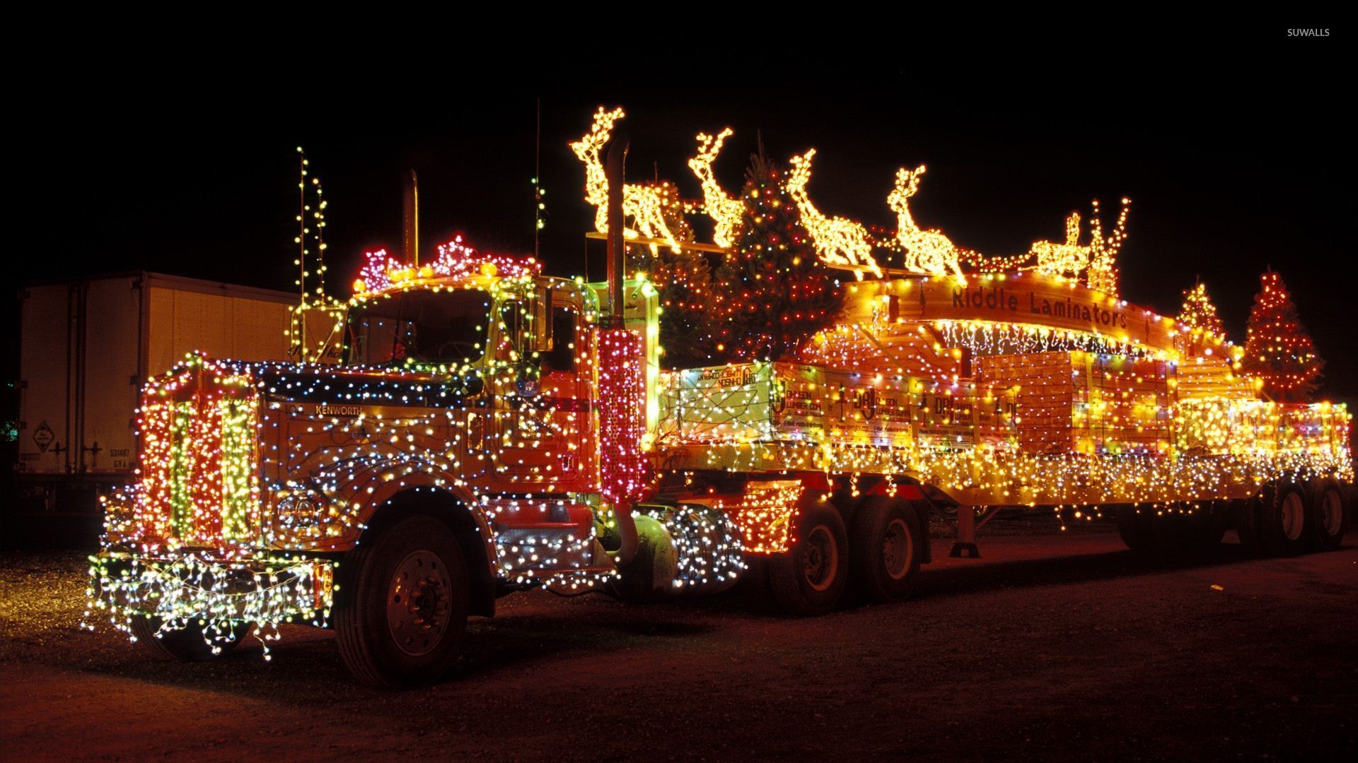 Truck with Christmas lights wallpaper jpg