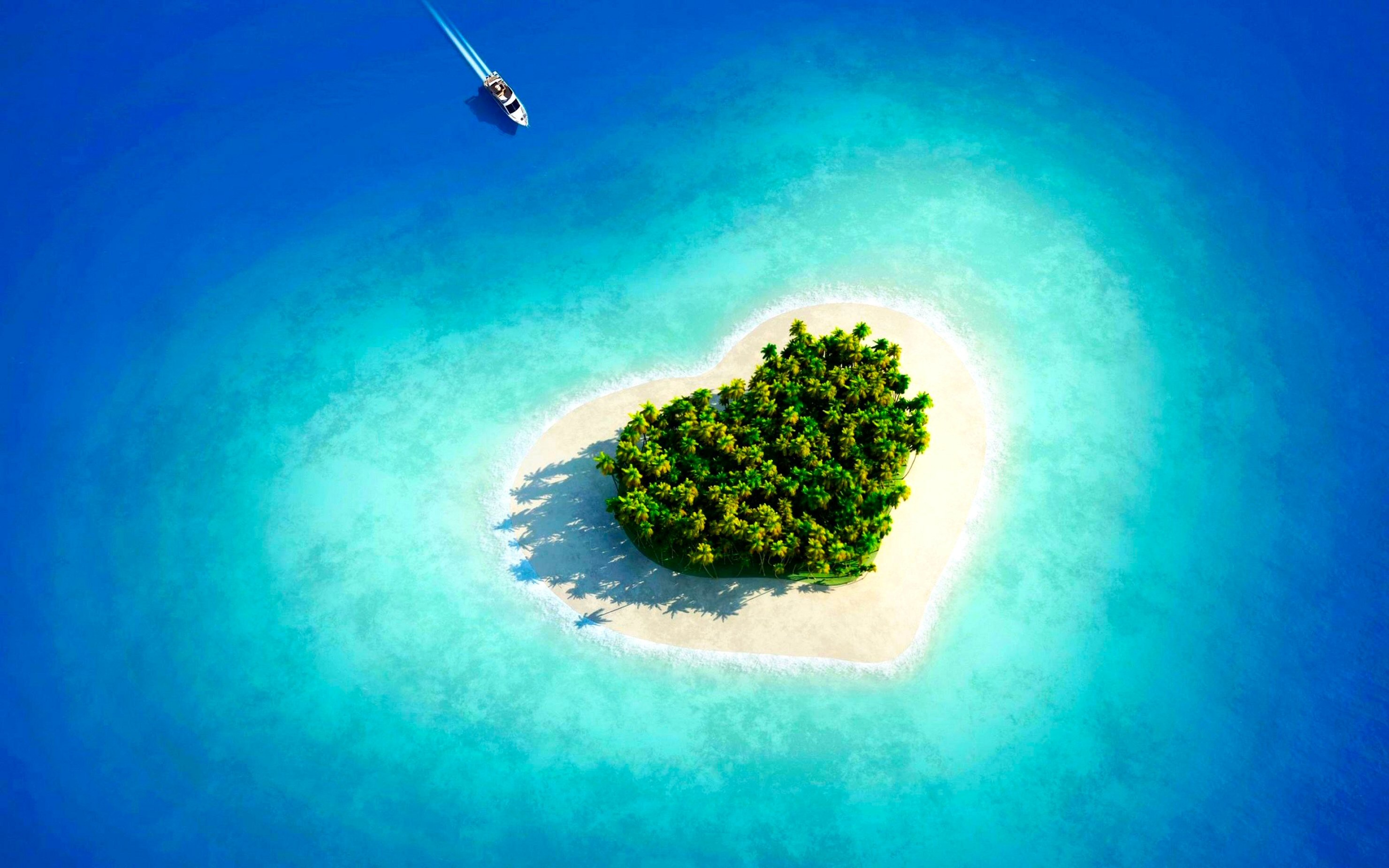 Earth – Beach Tropical Island Blue Turquoise Azure Heart Maldives Summer  Sea Wallpaper