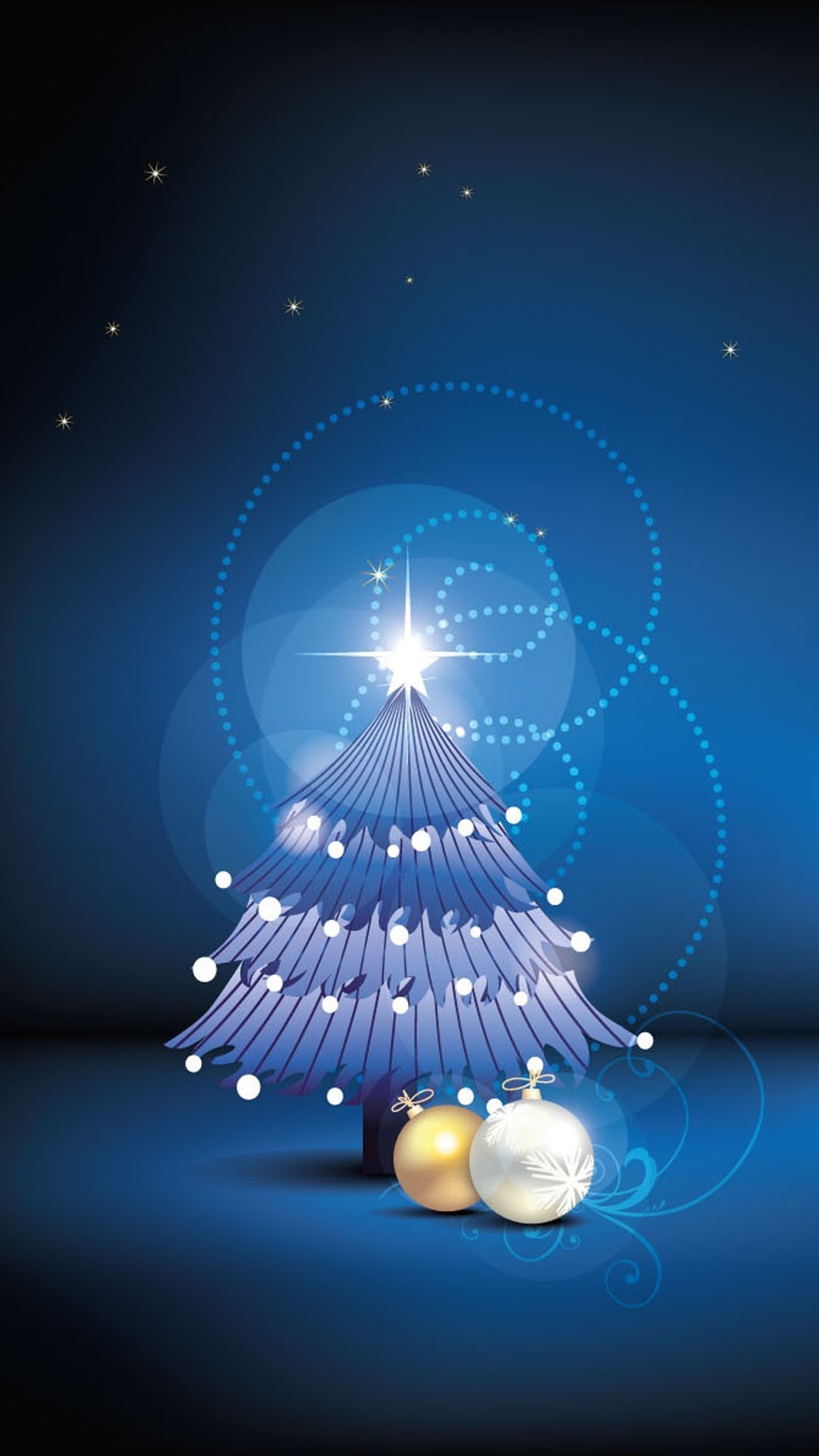Night Christmas tree iPhone 6 plus wallpaper – stars