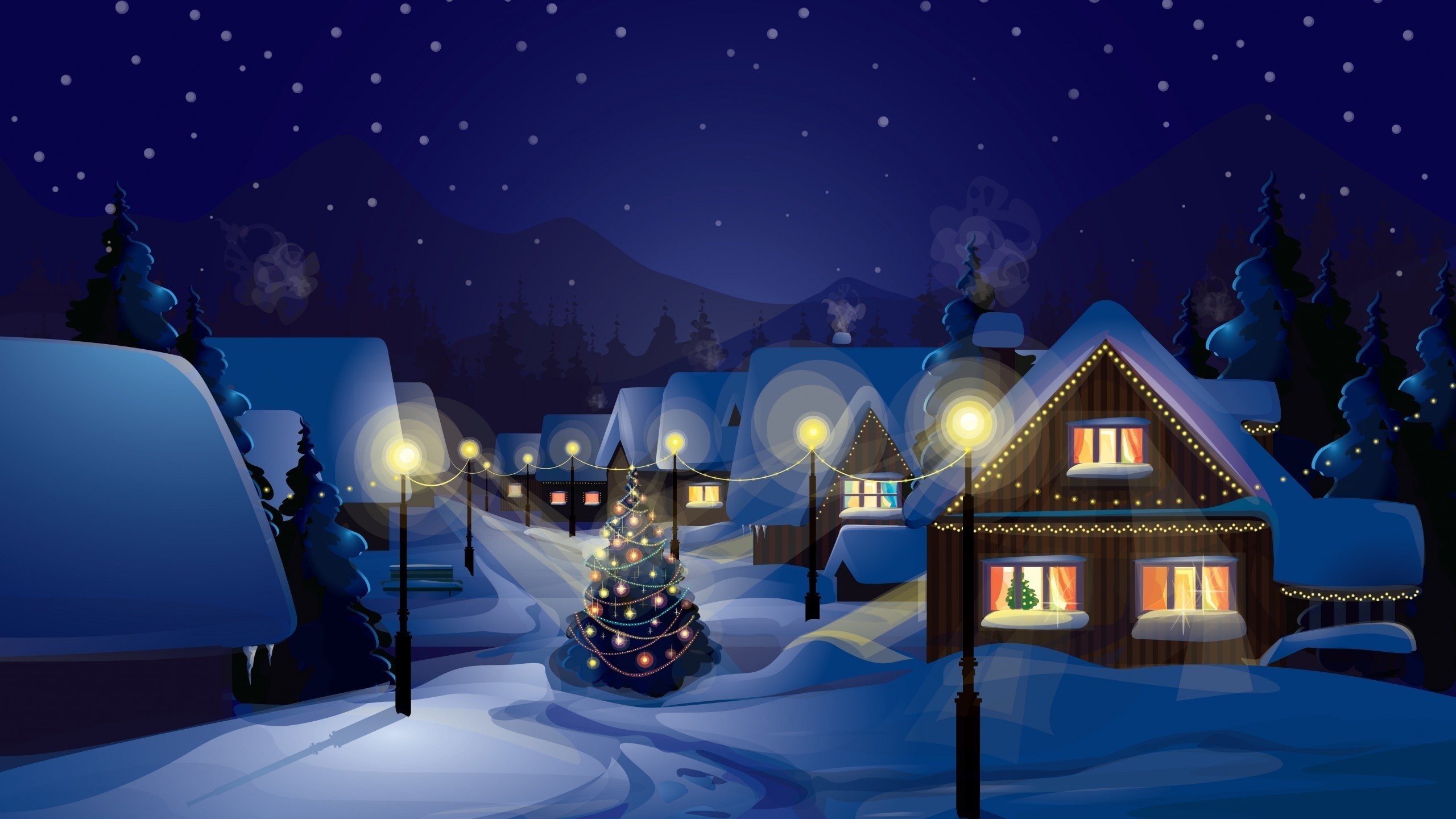 Christmas, Village, Christmas Tree, Snow Wallpapers HD / Desktop and Mobile  Backgrounds
