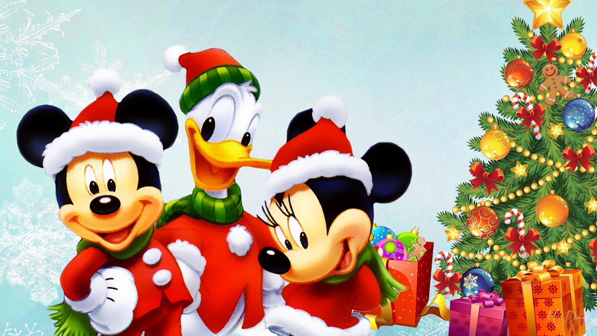 Disney Tree Mickey Presents Duck Donald Christmas Mouse Minnie Gifts Winter  Picture Backgrounds For Desktop – 1920×1080