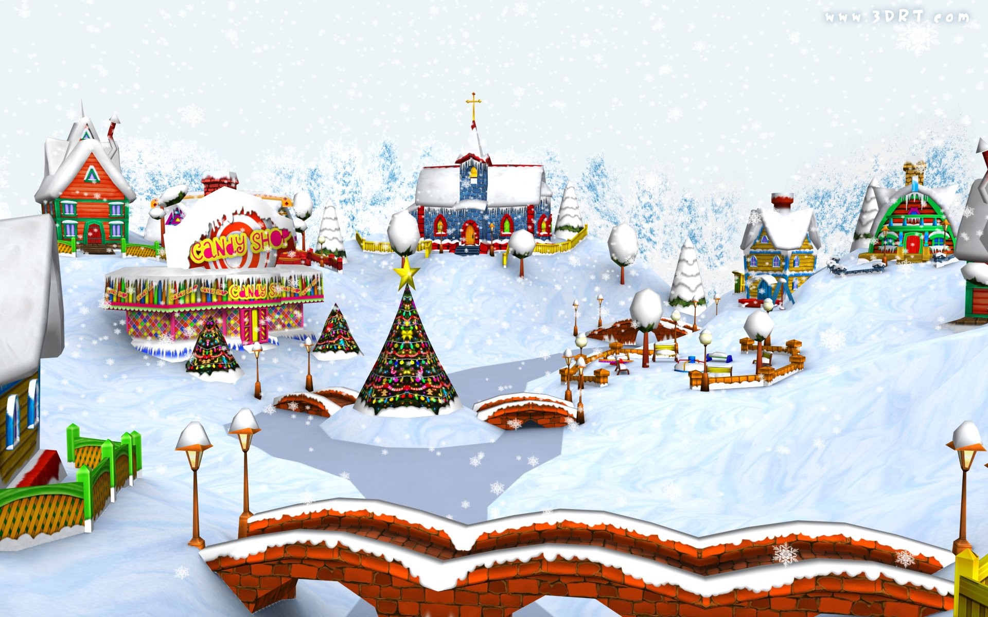 Christmas Cartoon Village Wallpaper WallDevil – Best free HD