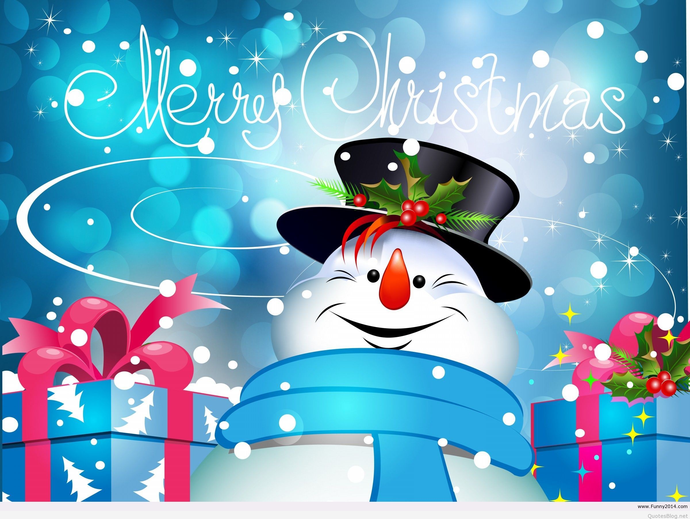 Cartoon Snowman Merry Christmas Artwork Wallpaper