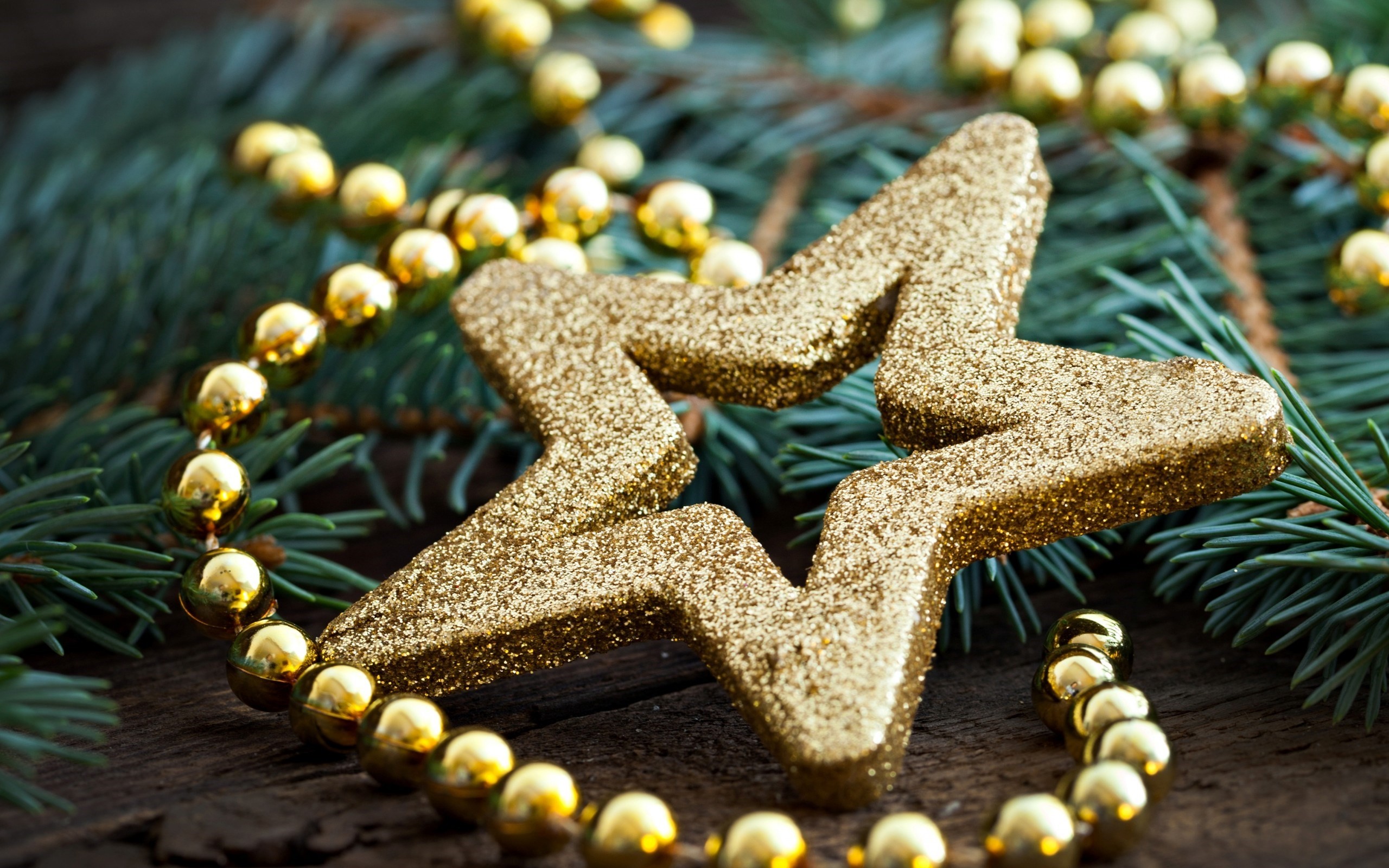 Star Gold Beads Decorations Christmas New Year