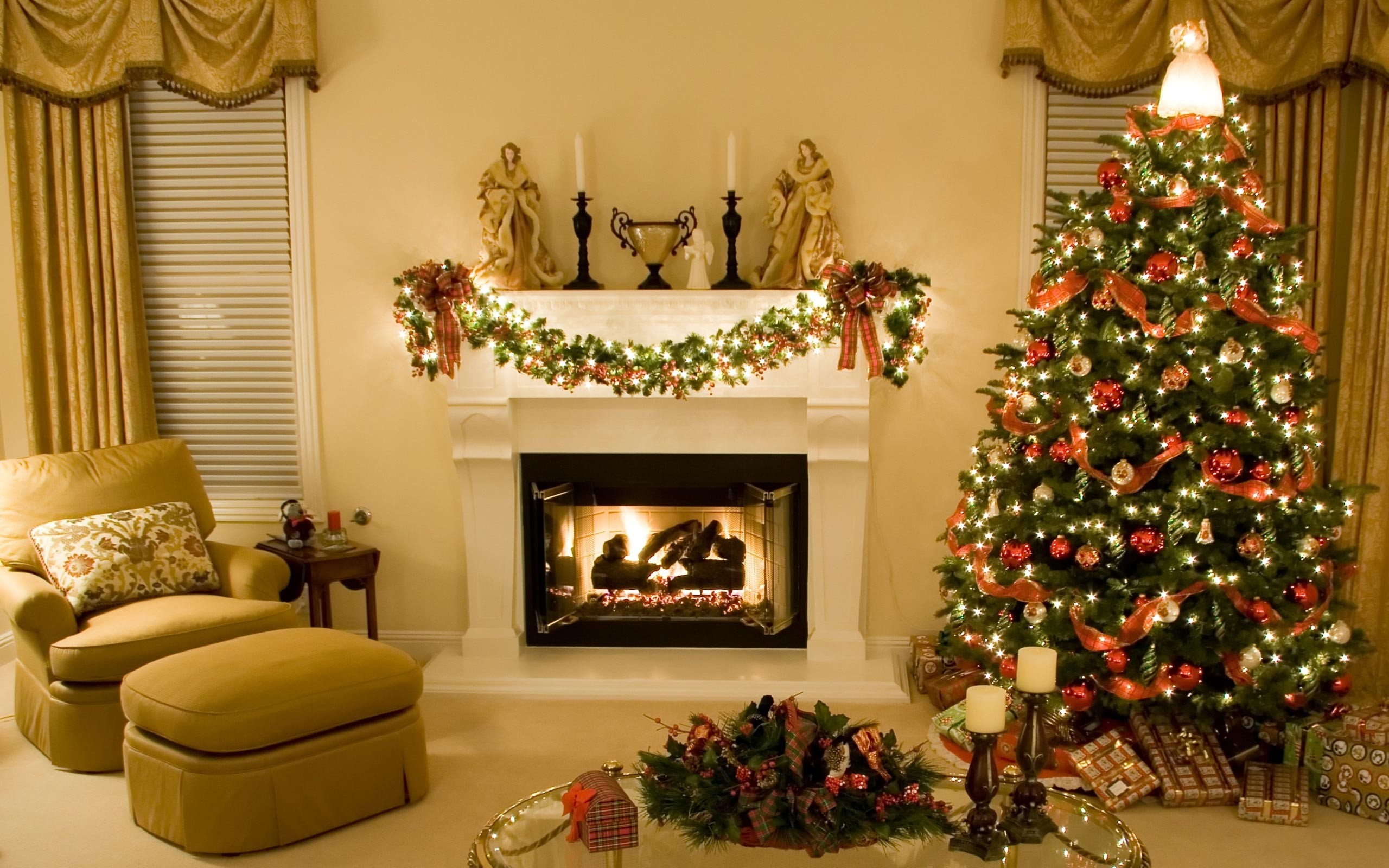 Modern christmas home fireplace christmas tree gifts free