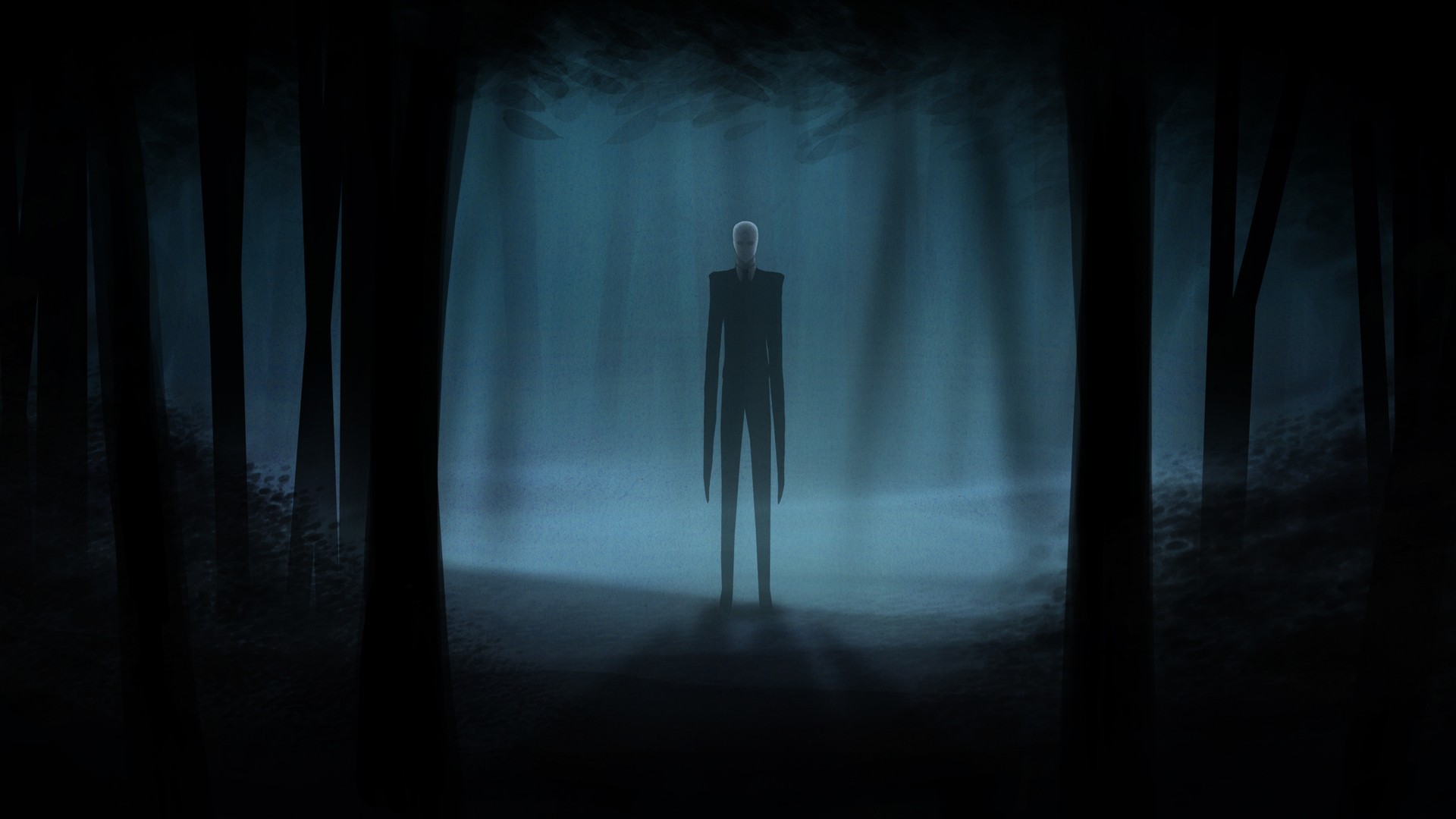 Slender Man Creepy Dark videogames dark horror trees forest wallpaper