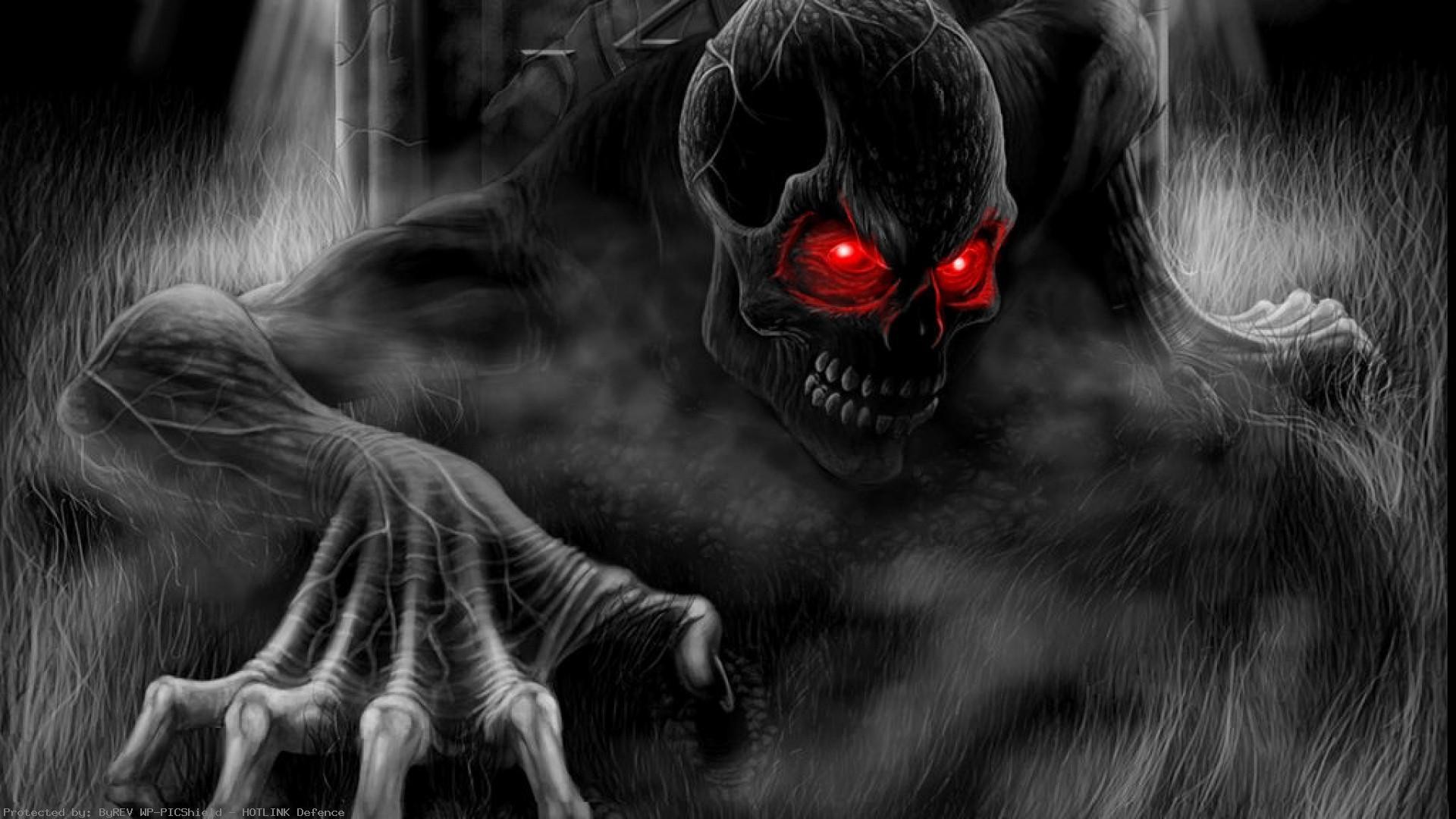 Scary Halloween Skull Red Eyes HD 1920×1080 See