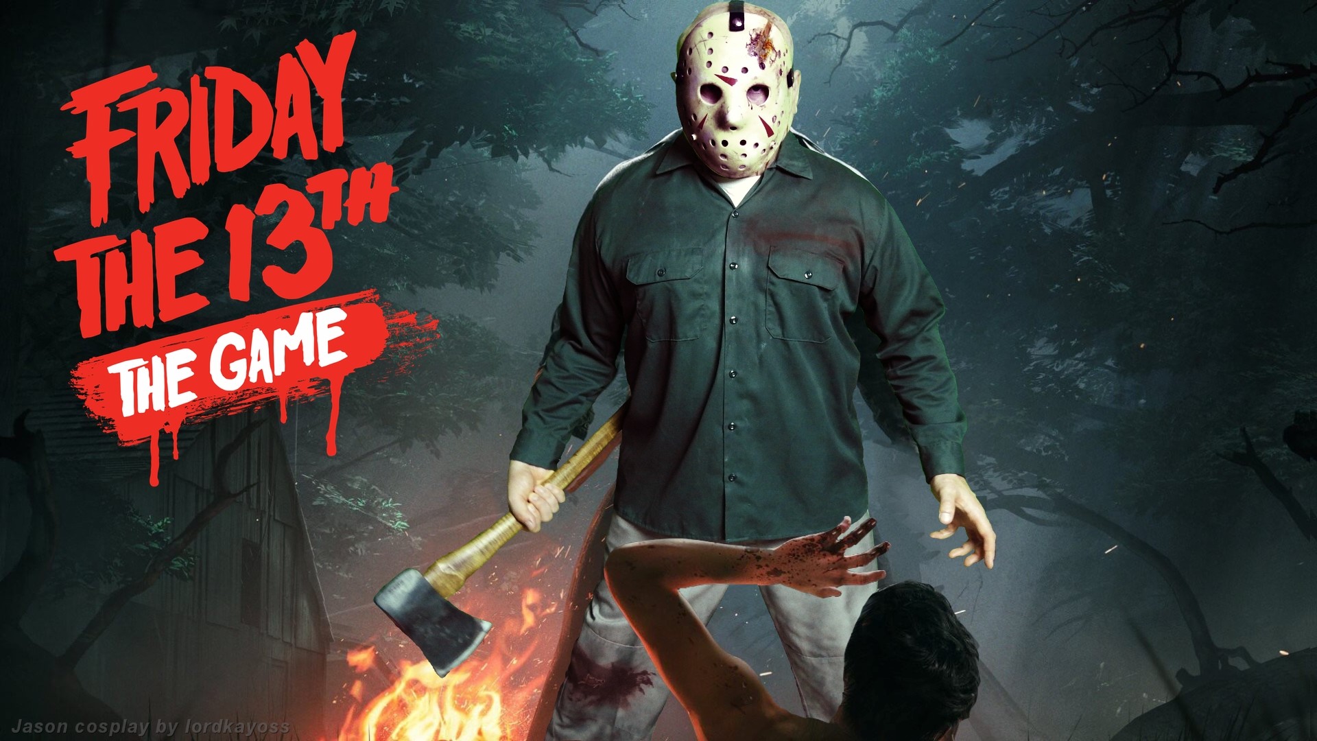 Matched Jason Voorhees main pose with my Jason IV costume and shopped it into the scene for laughs