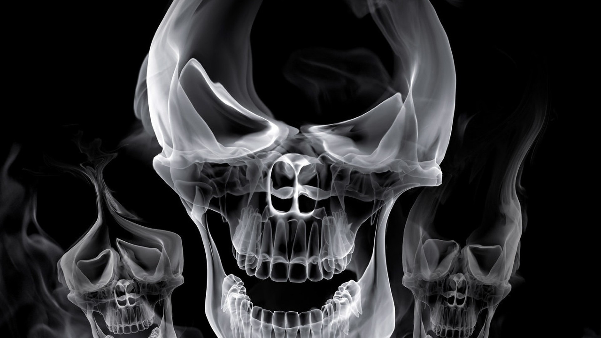 Preview wallpaper skull, smoke, shape, gray 1920×1080