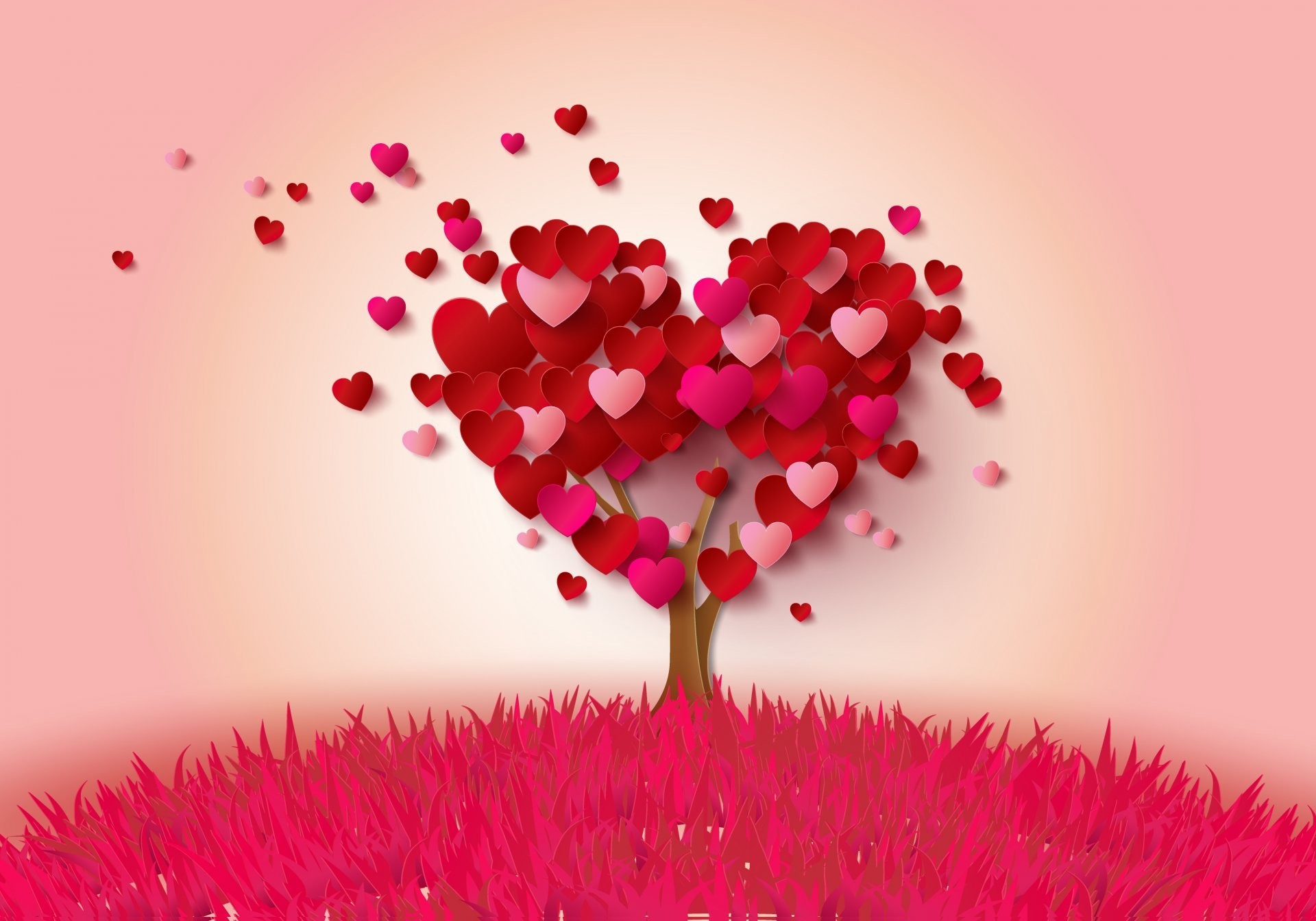 Love heart romantic pink heart tree heart