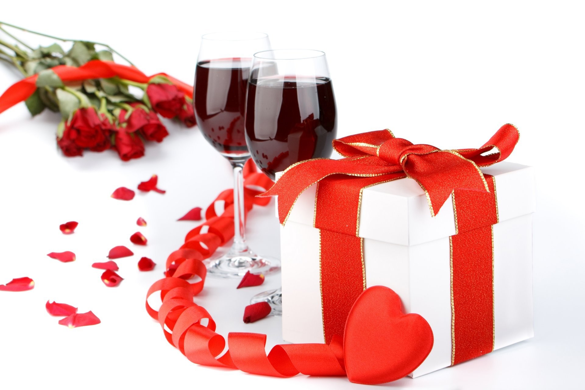 Holidays wine valentines day glasses gifts heart belt food photo