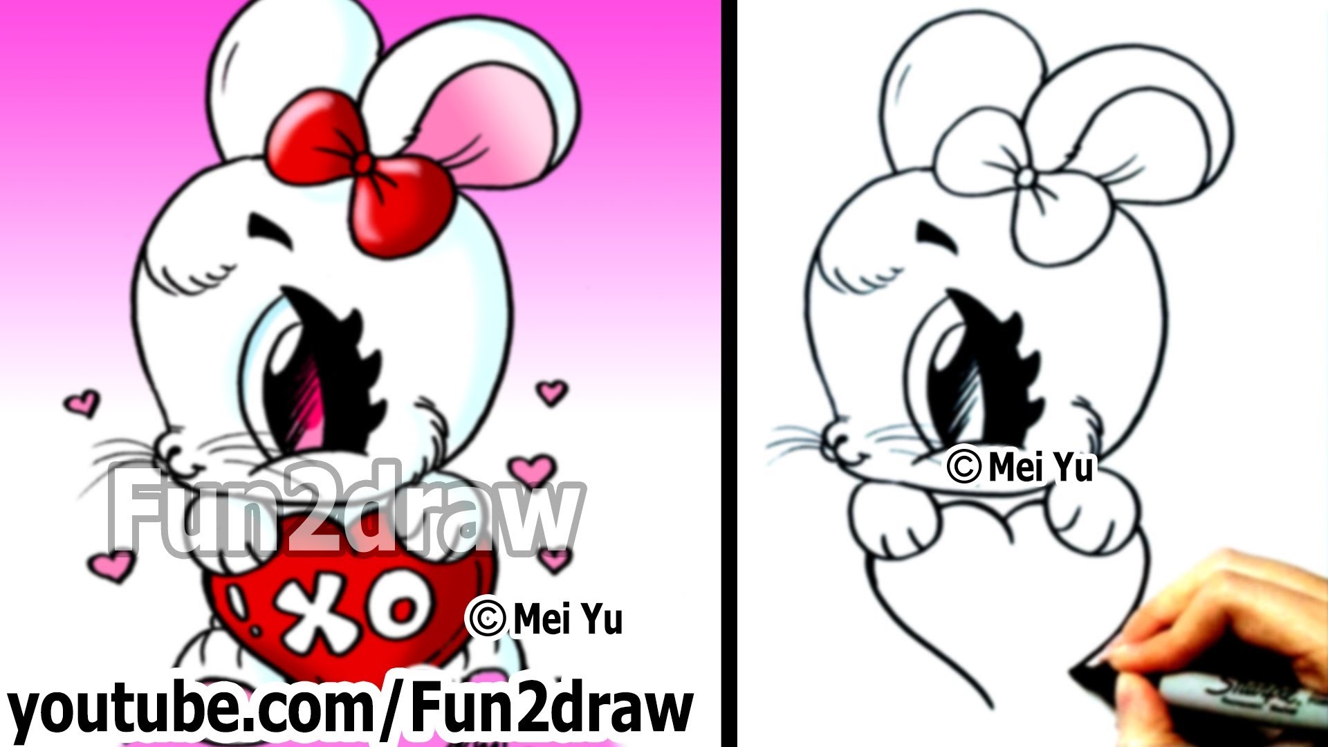 How to Draw a Rabbit with a Heart Valentines Day – Easy Drawings – Cute Drawings – Fun2draw – YouTube