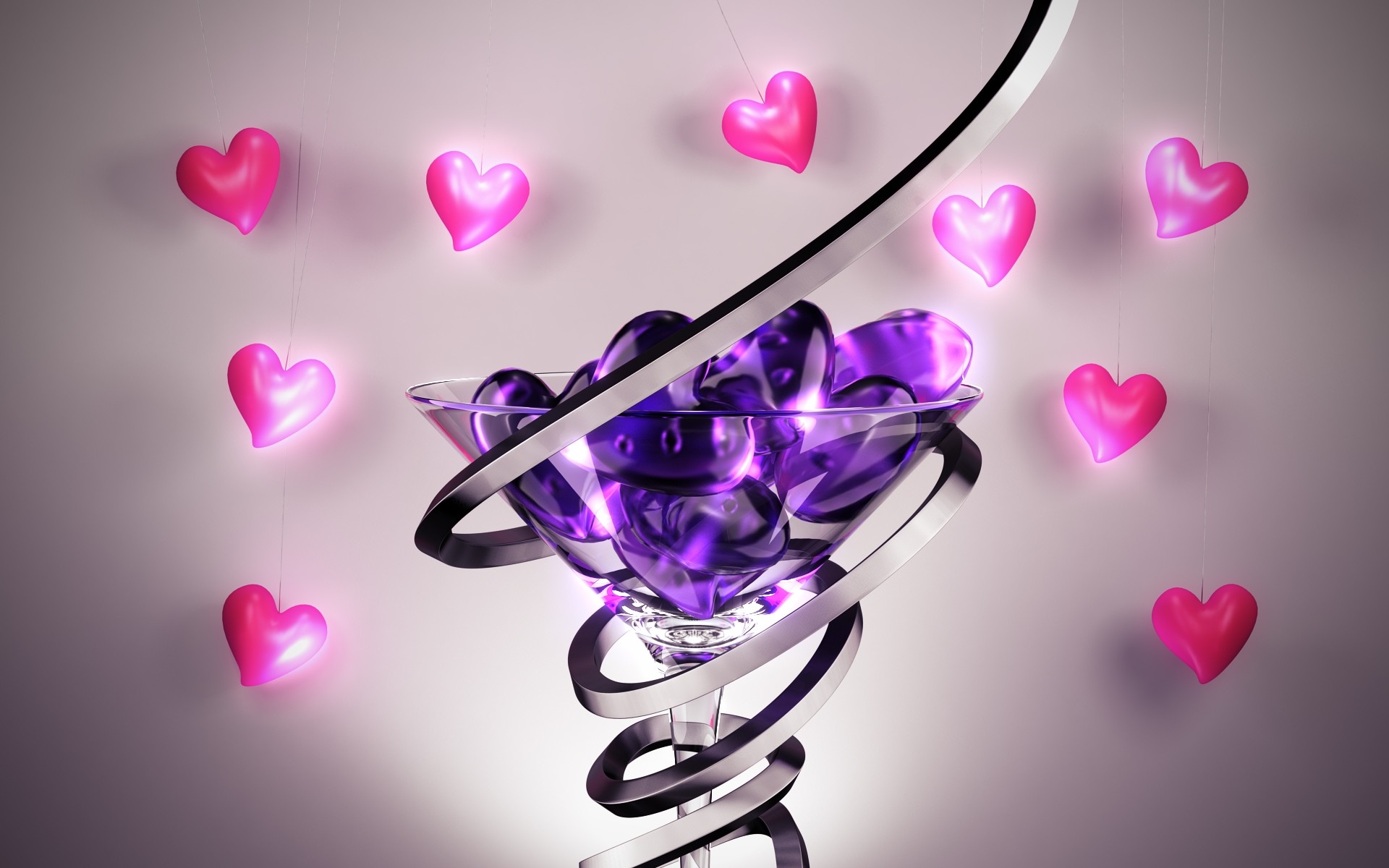 Purple Pink Love Hearts HD