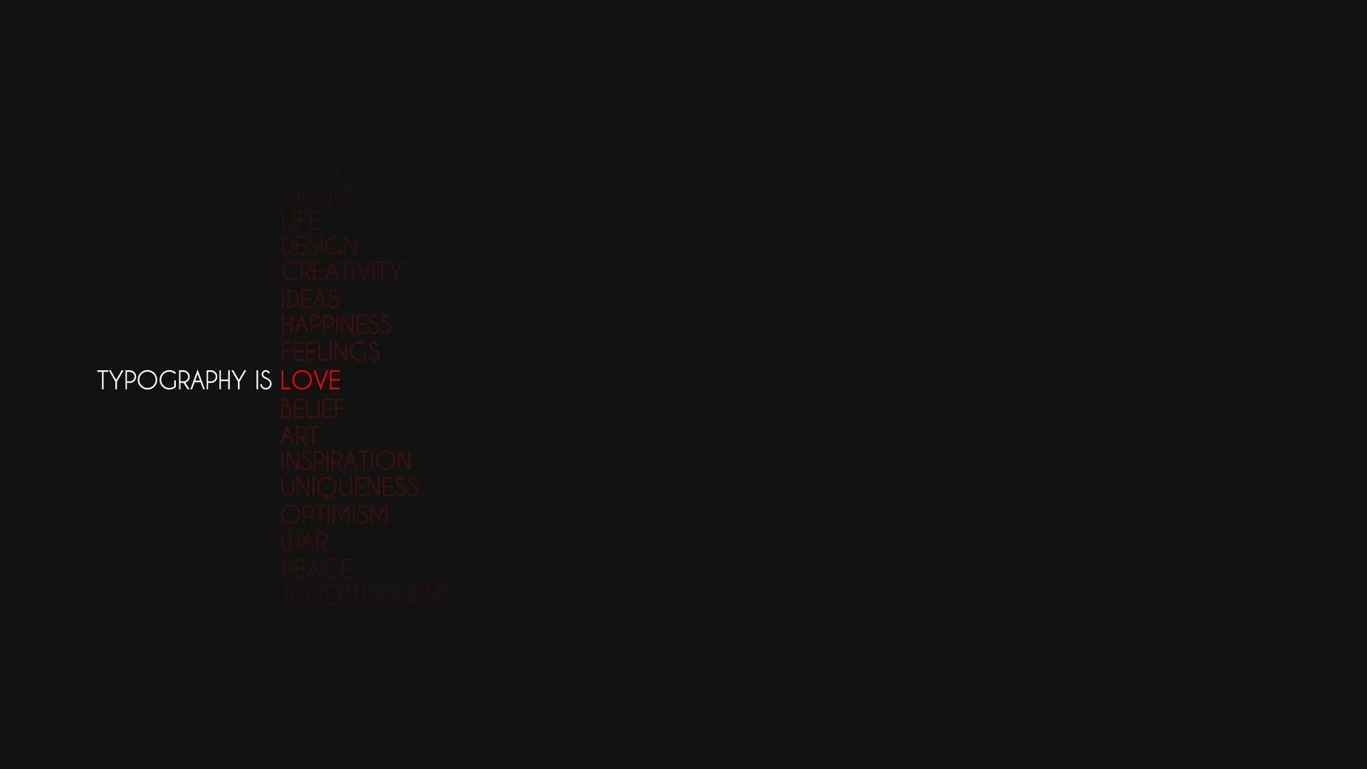 Wallpaper typography is love, black, black background, sign,  reflections