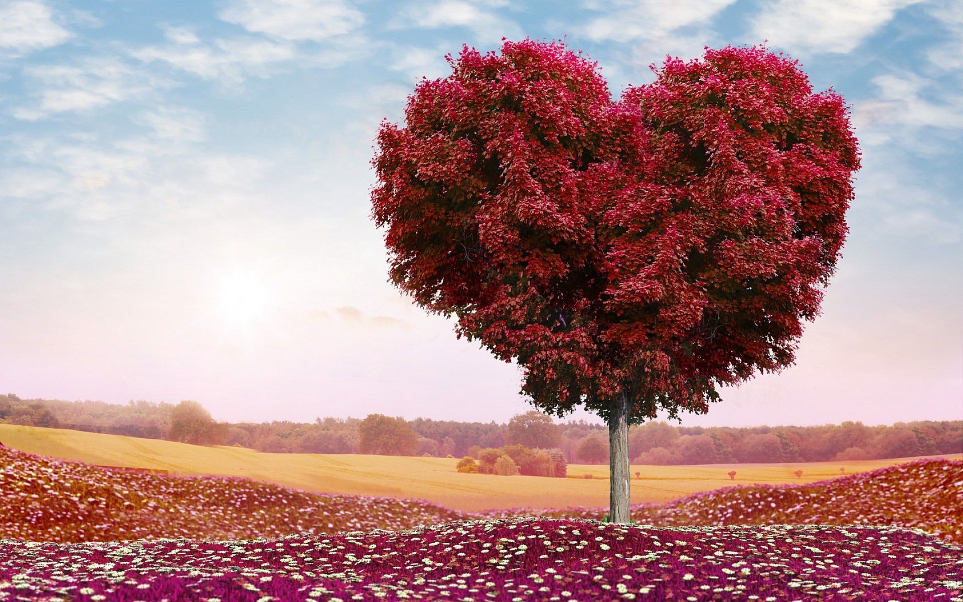 Beautiful Red Heart Tree wallpapers and stock photos