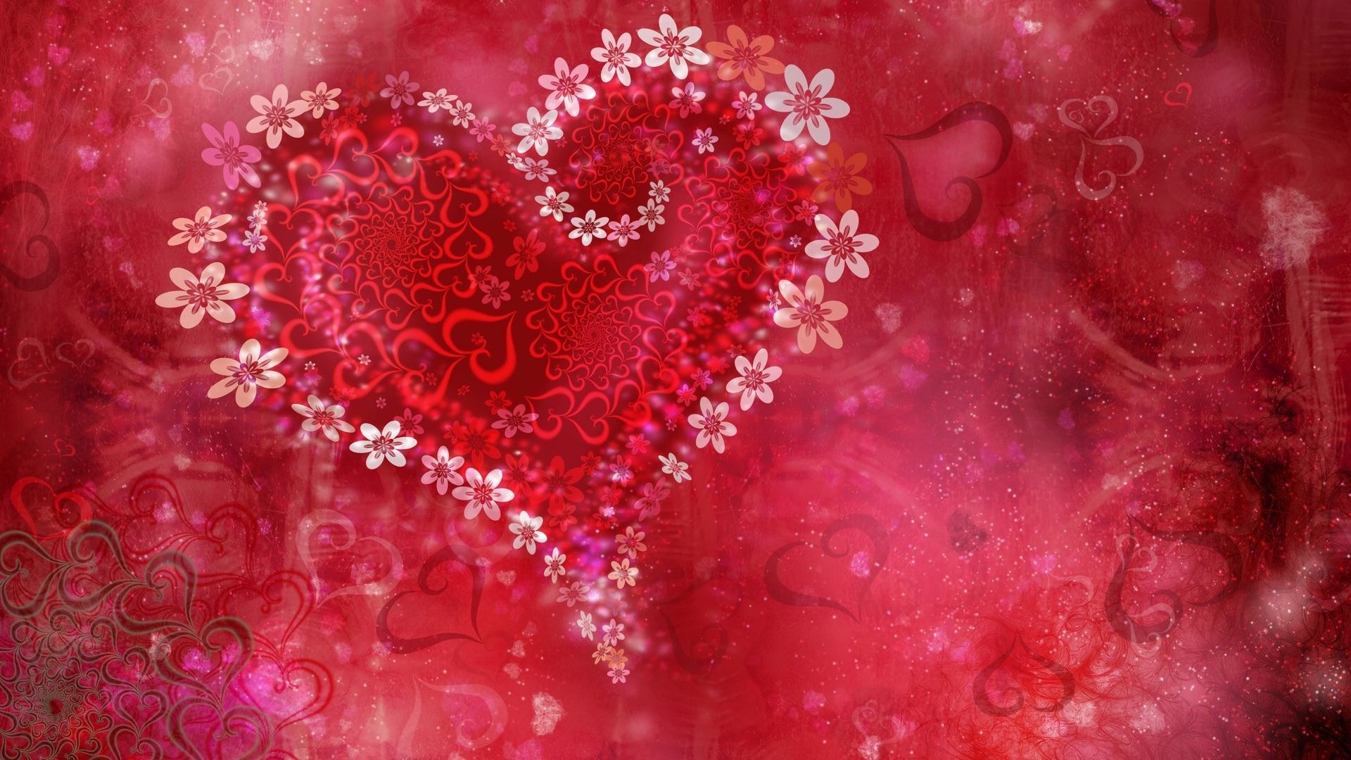 Pink Love Heart Full HD Wallpaper