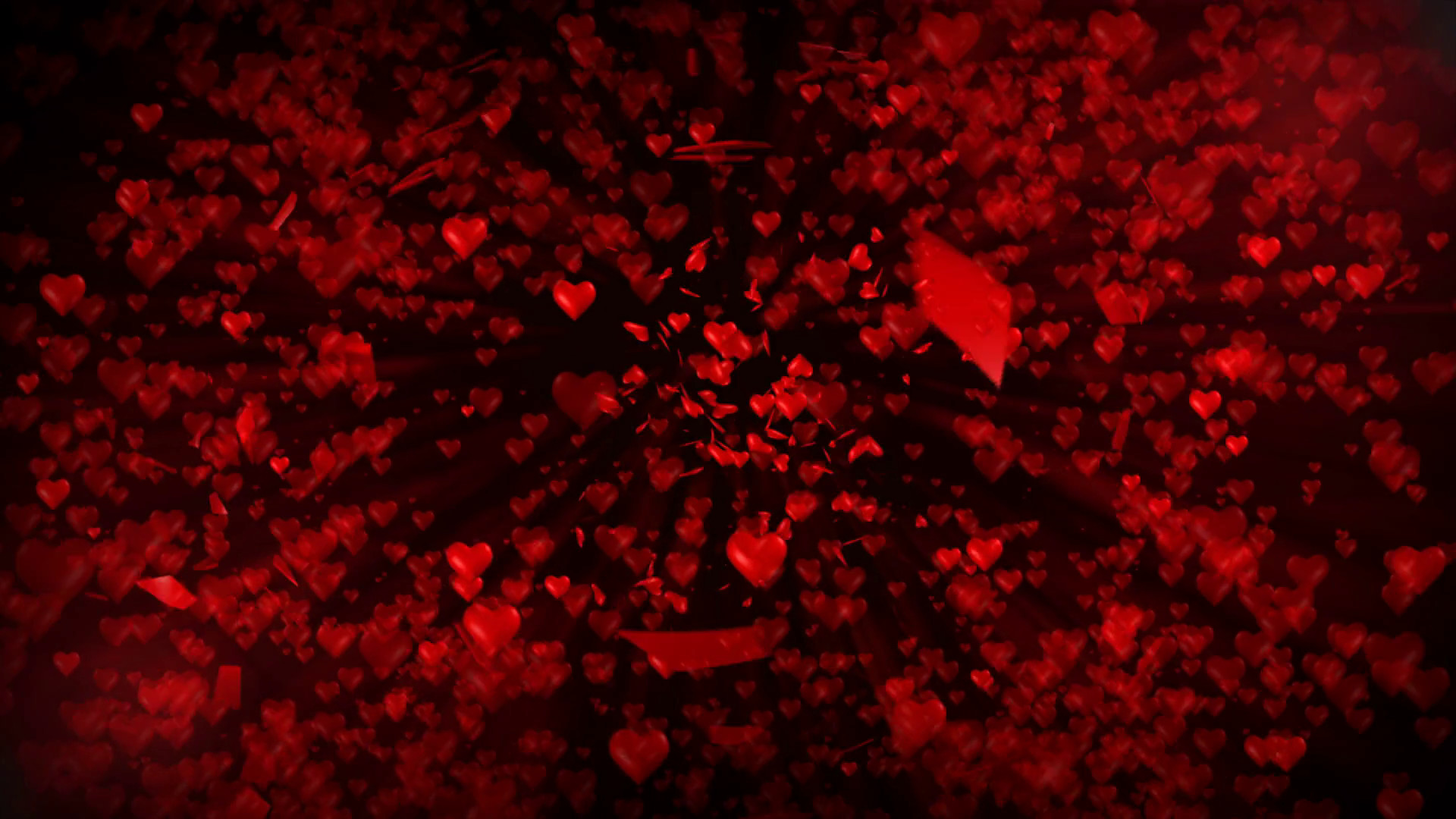 Subscription Library 3d animation of giant romantic red heart growing larger and burst into little red hearts pattern