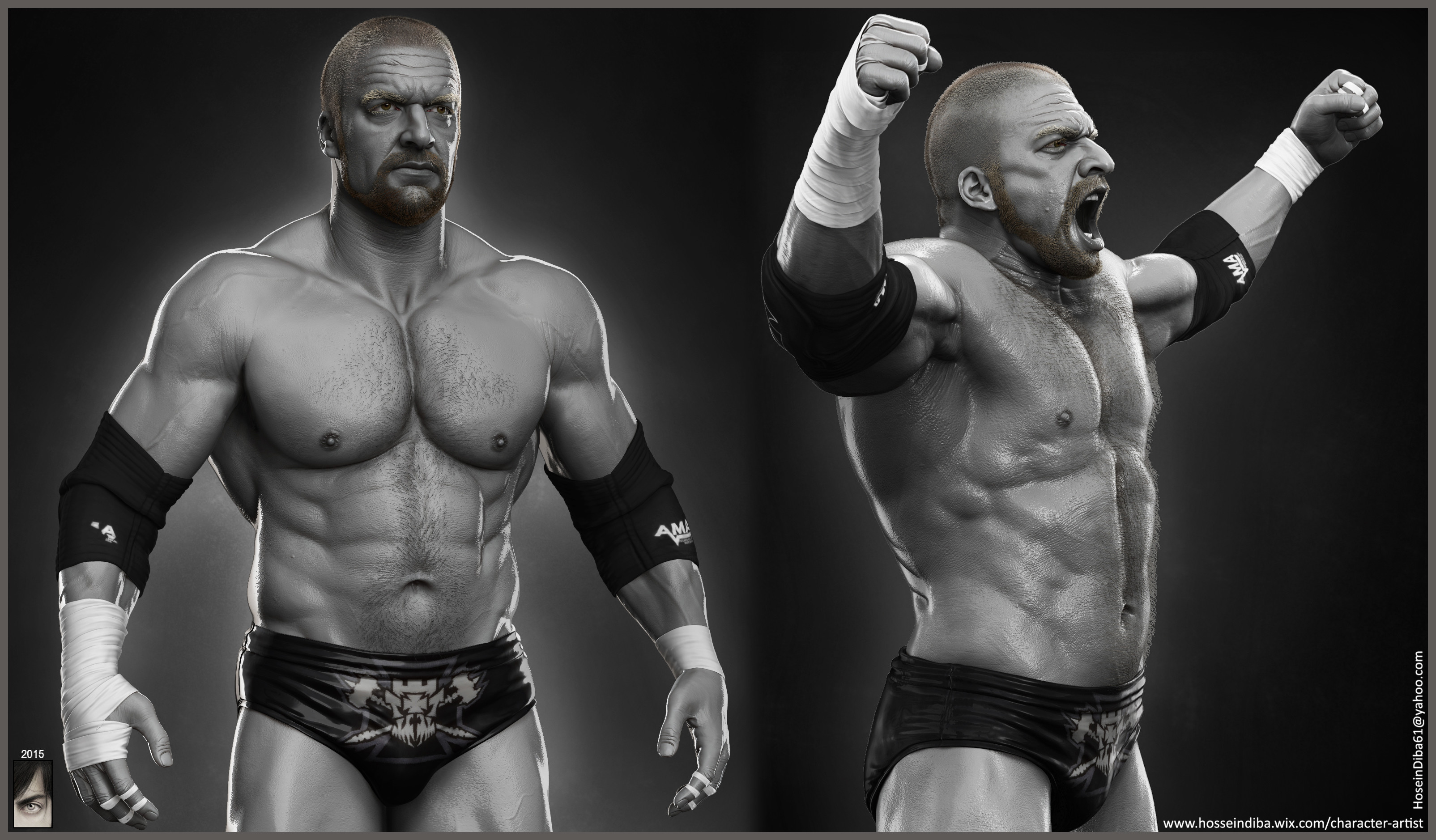 Triple H done for WWE by Hossein Diba 3209px X 1878px
