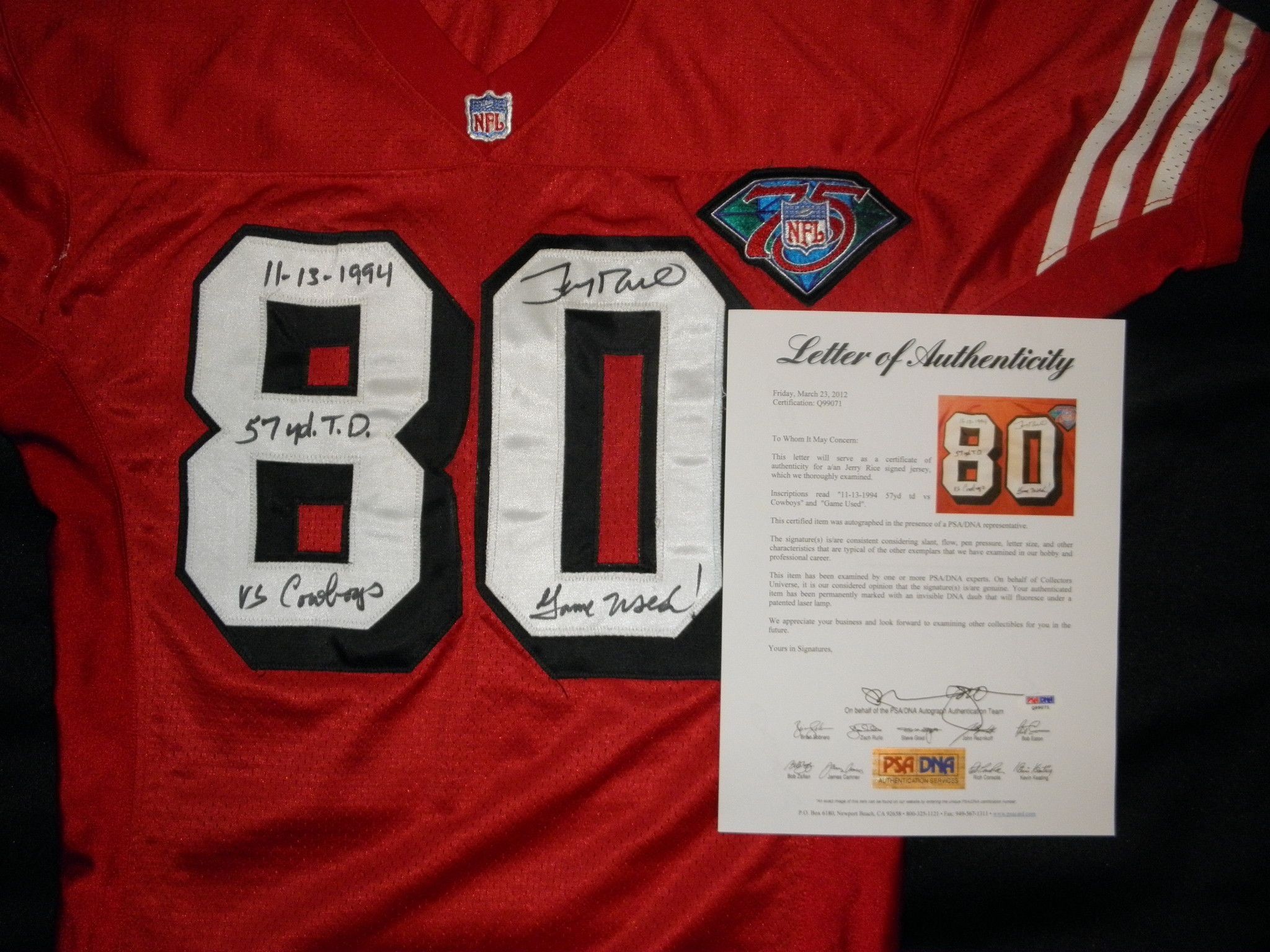 Lot Detail – 1994 Jerry Rice Signed and Inscribed Game Used 49ers Jersey  Super Bowl Champs MEARS A-10
