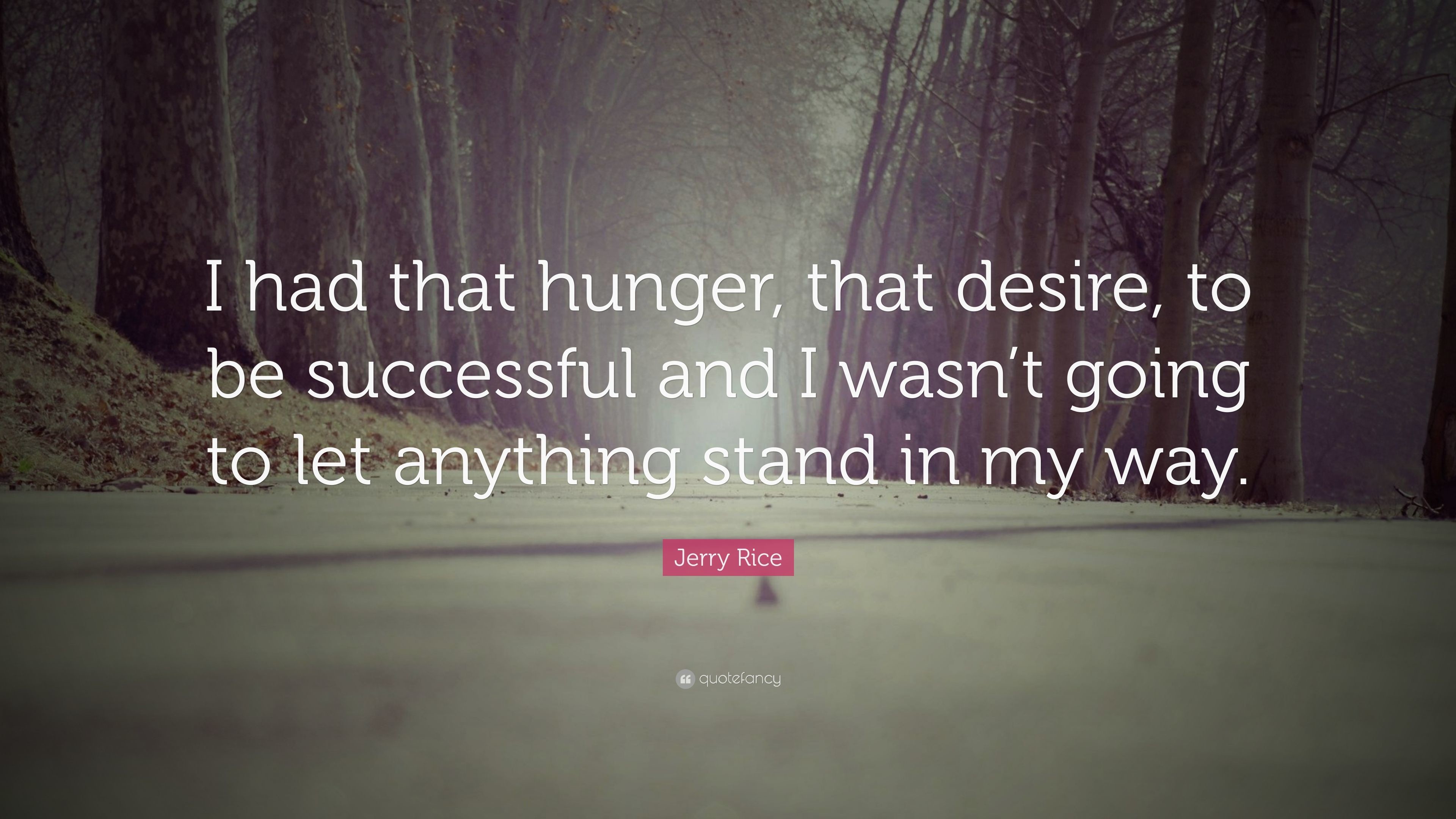 Jerry Rice Quote I had that hunger, that desire, to be successful