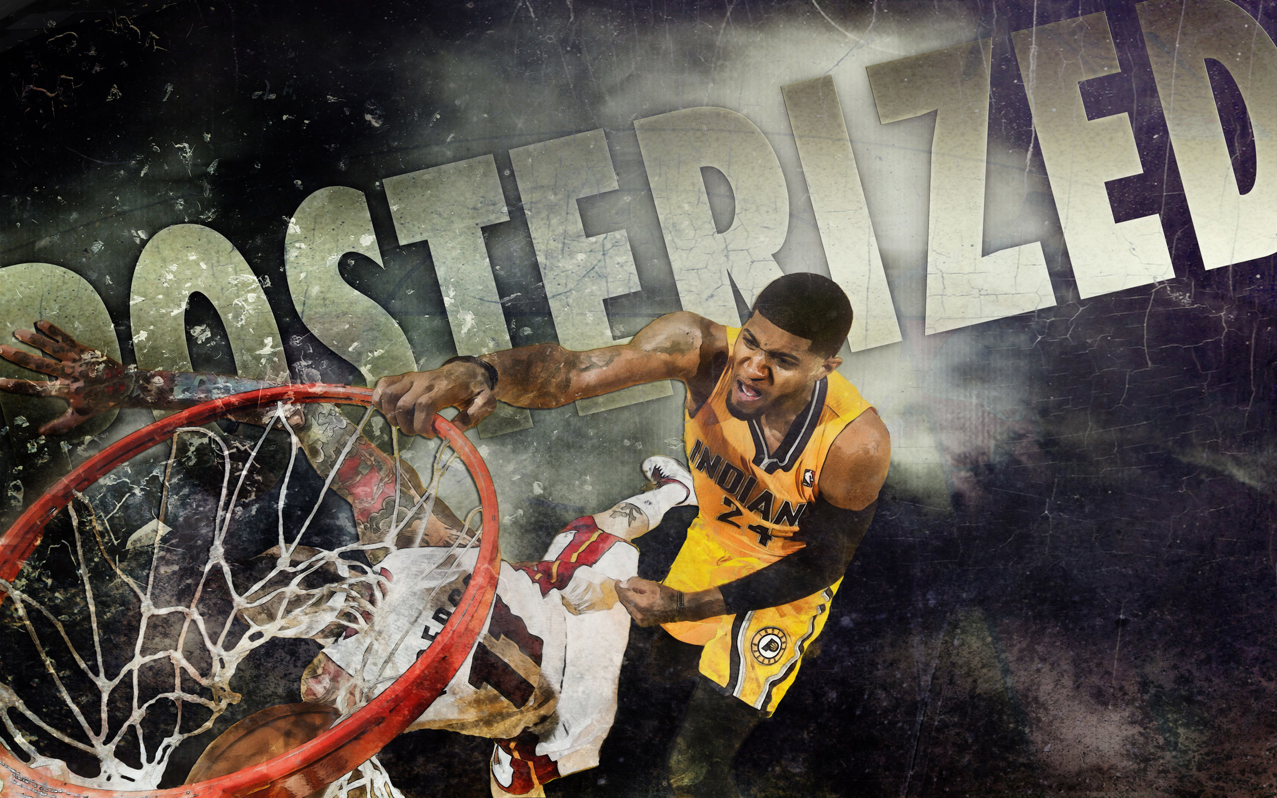 Paul George Dunk Over Birdman 2013 25601600 Wallpaper Basketball