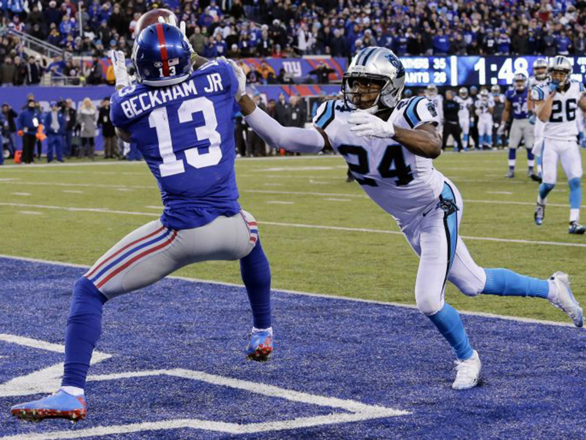 NFL New York Giants Odell Beckham Jr caught out in running battle with Josh Norman The Independent