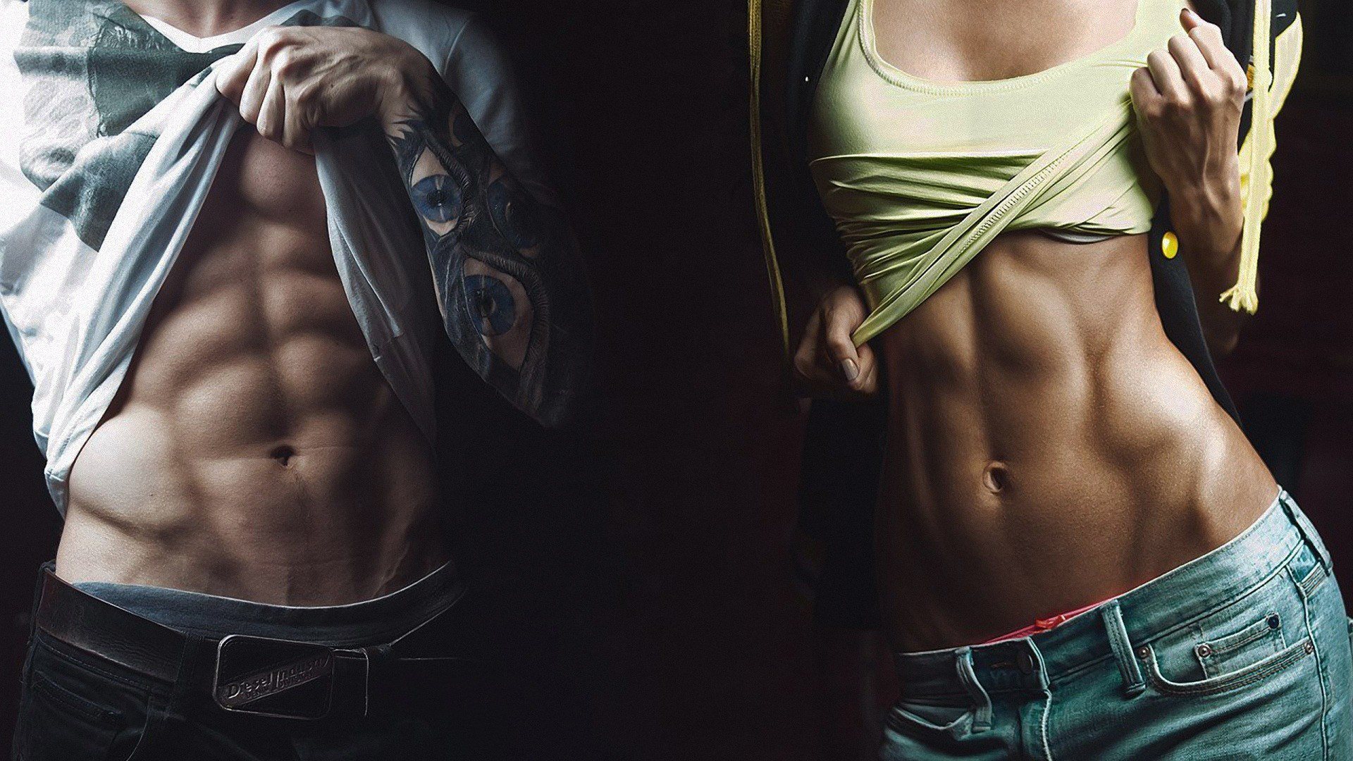 Girl and Boy, Abs Muscular