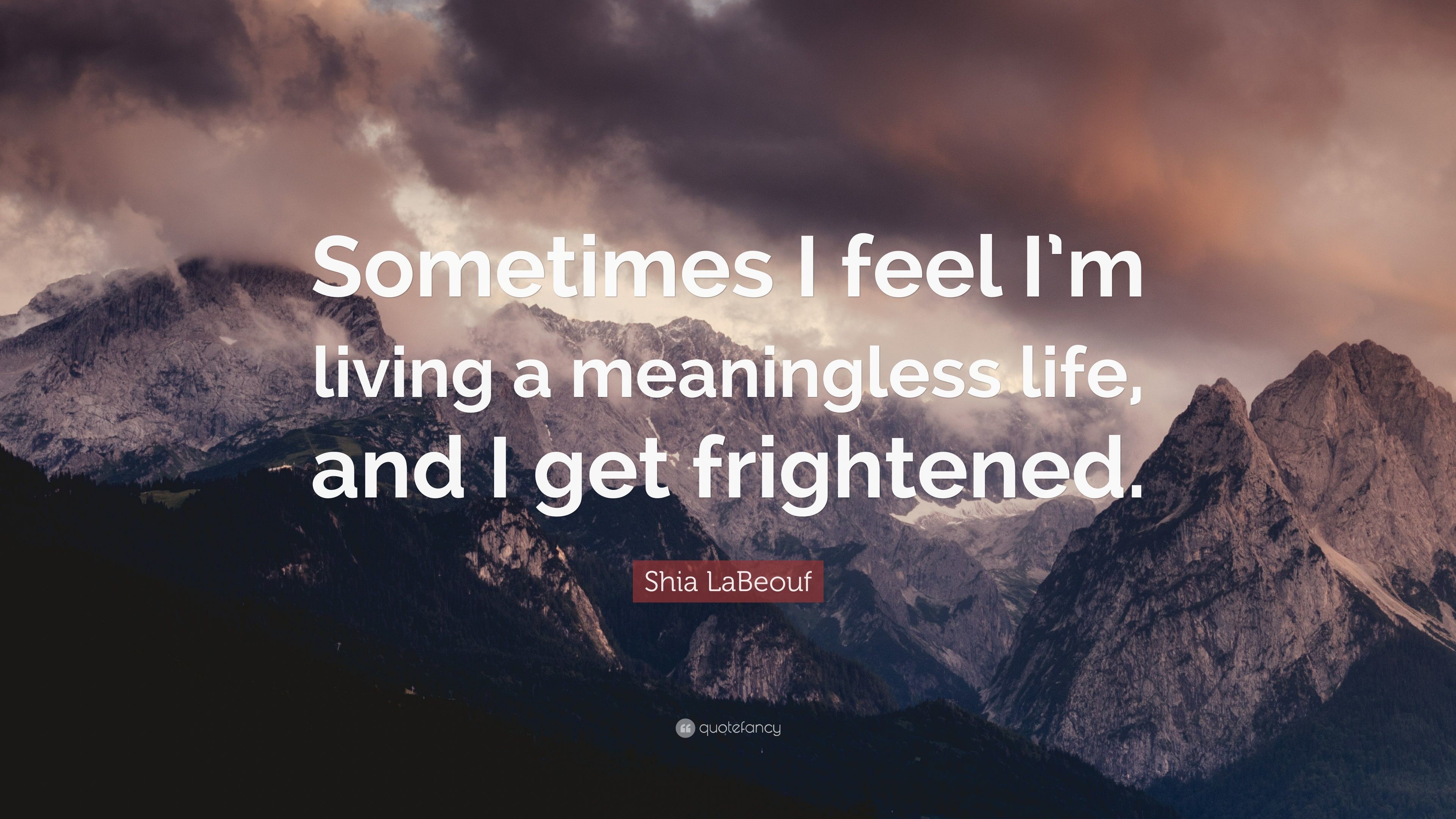 Shia LaBeouf Quote: “Sometimes I feel I'm living a meaningless life,