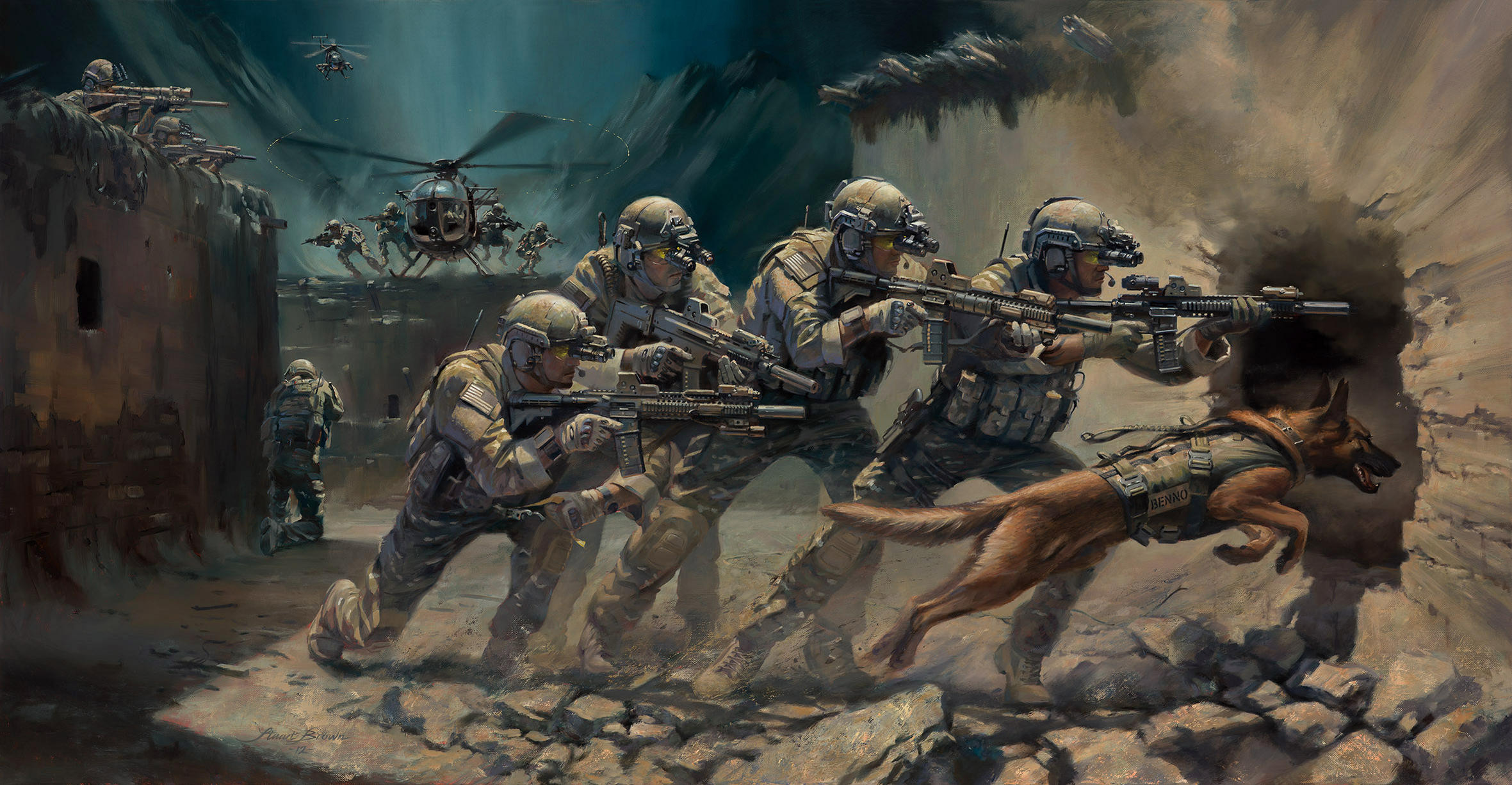 Download wallpaper art, soldiers, special forces, assault rifles, weapons,  equipment,