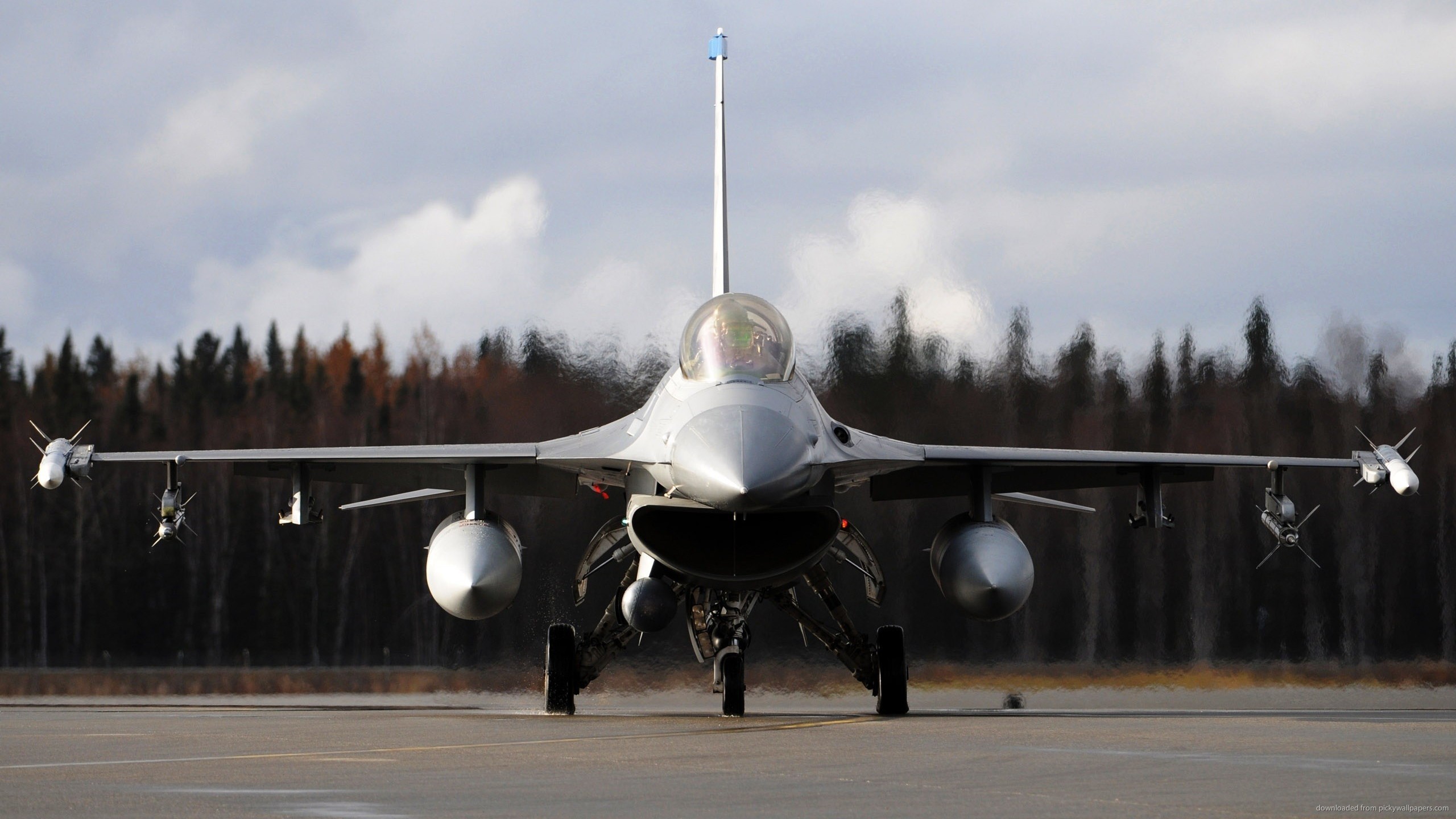 F 16 fighting falcon at runway front view 25601440 F16 Fighter Pinterest Falcons, City wallpaper and Military aircraft