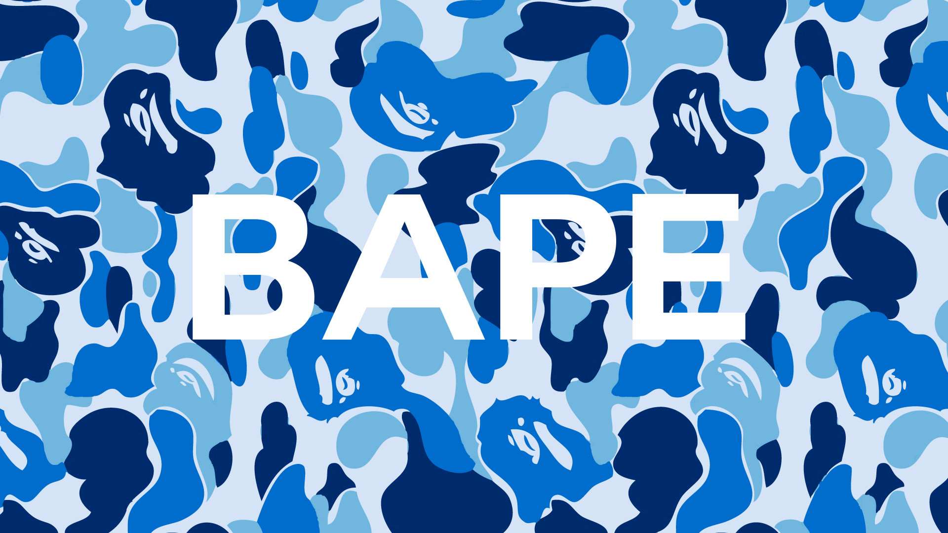1 / 3 BAPE Reverse Blue Camo text wallpaper