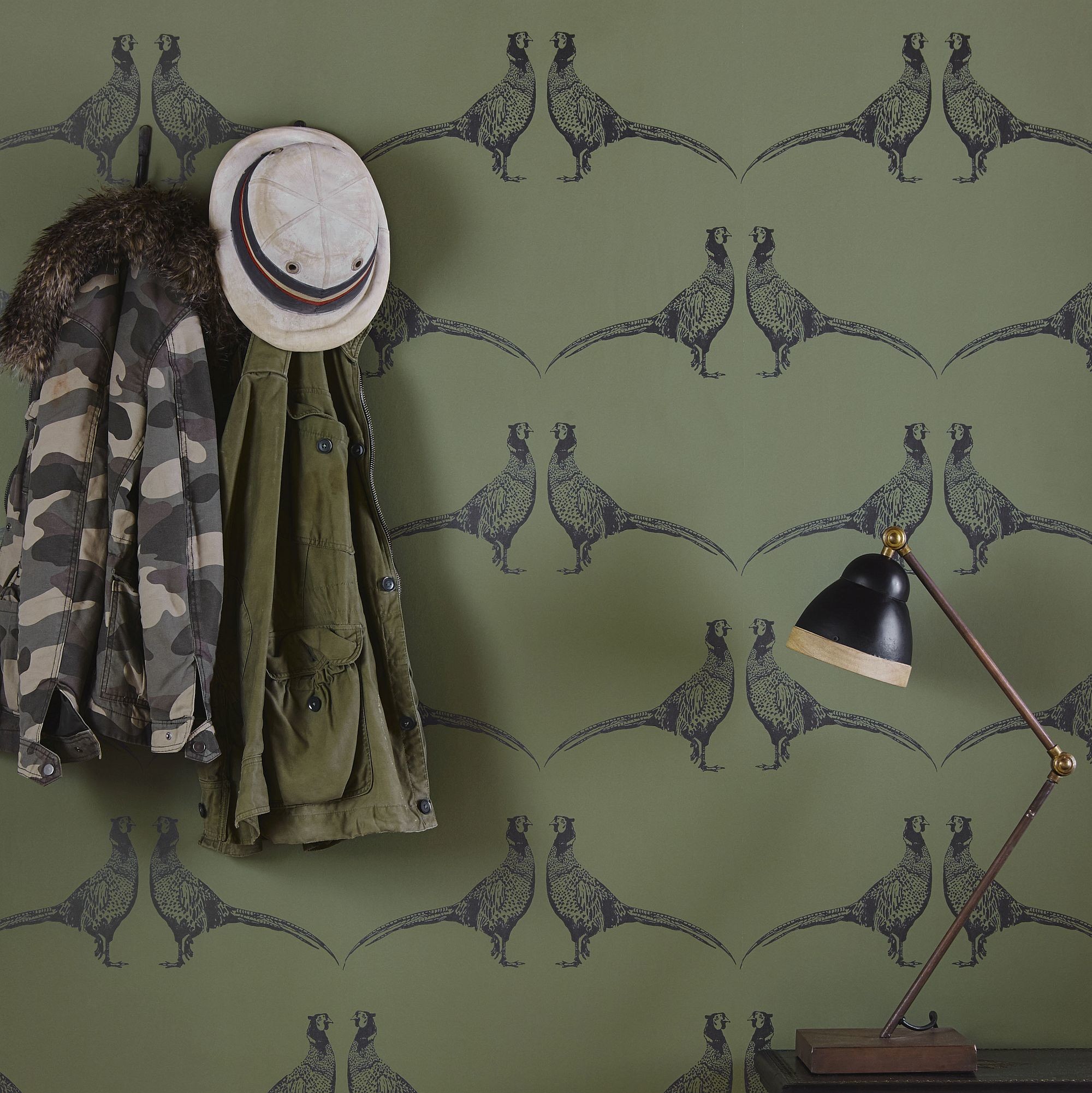 Barneby Gates Pheasant Camo Green Wallpaper extra image