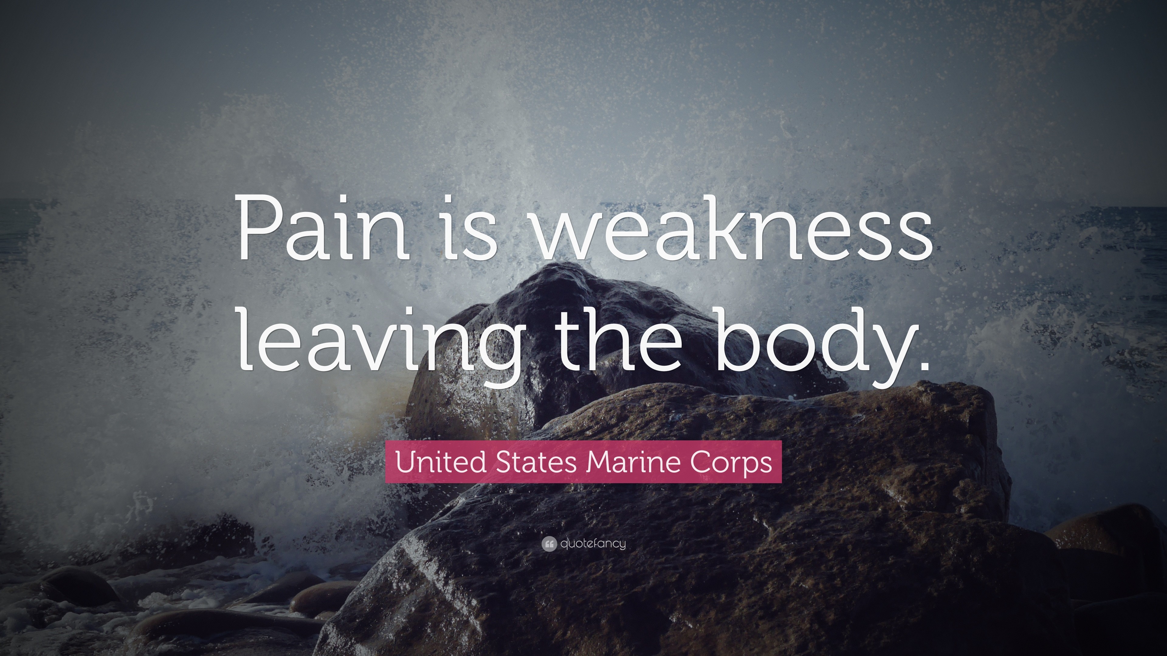 United States Marine Corps Quote Pain is weakness leaving the body.