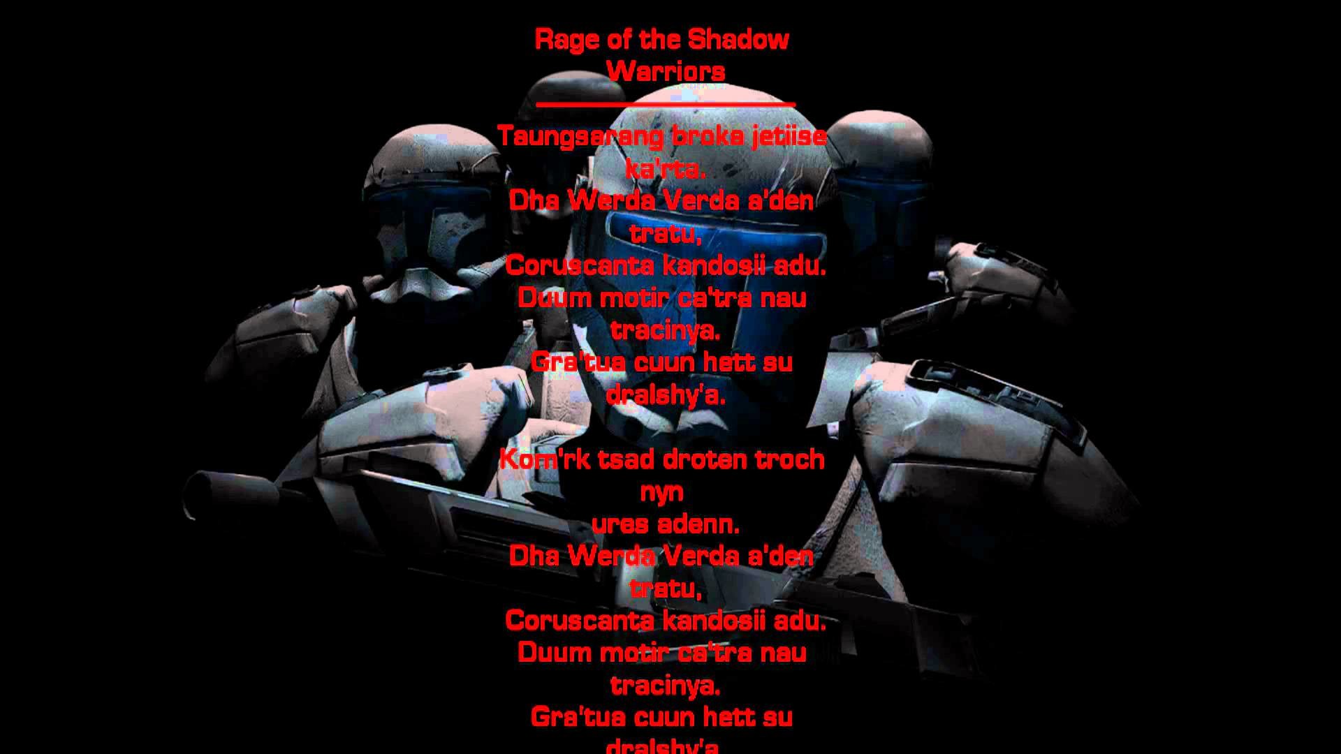 Star Wars Republic Commando Music – Rage of the Shadow Warriors w / Ancient Mandalorian Lyrics – YouTube