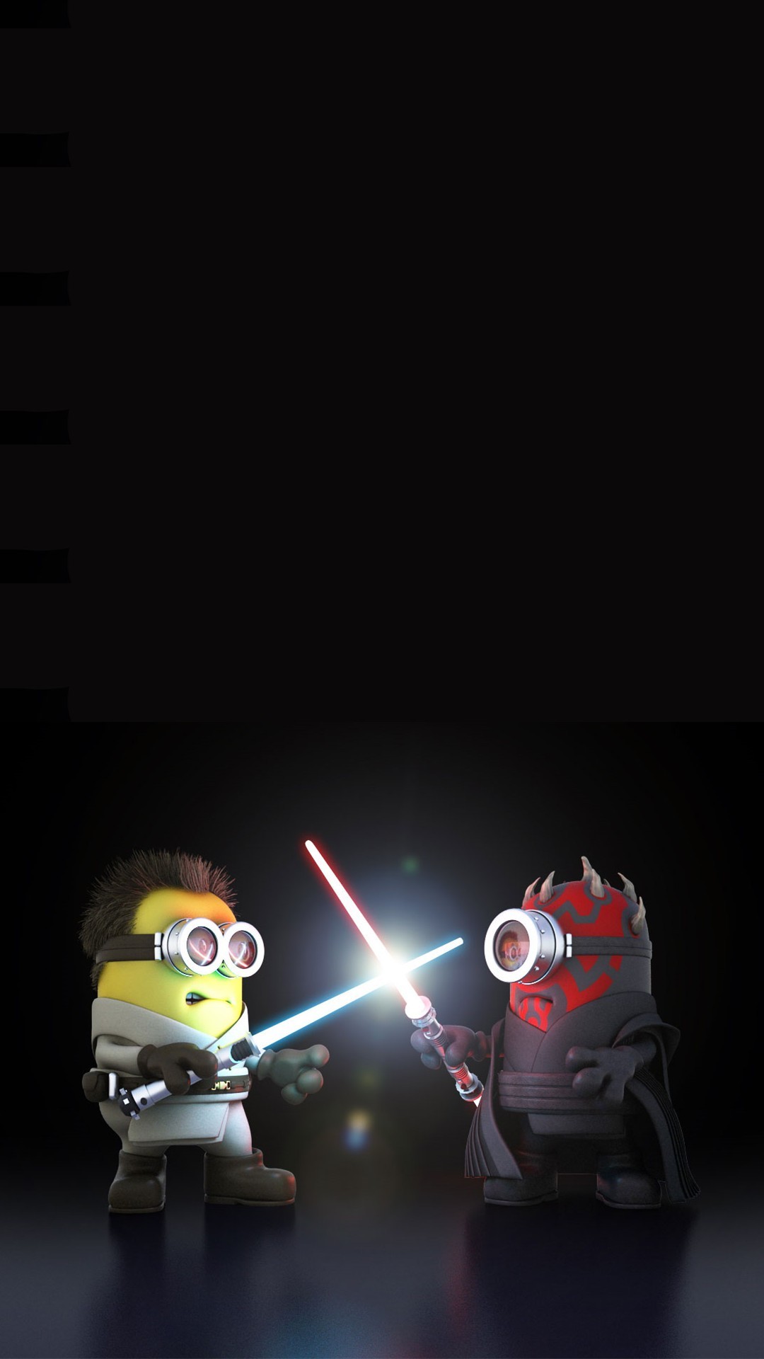 Vamers – Artistry – Fandom – Minion Wars Feel the Force – Star Wars and Despicable Me Mash Up – Minion Obi Wan versus Darth Maul