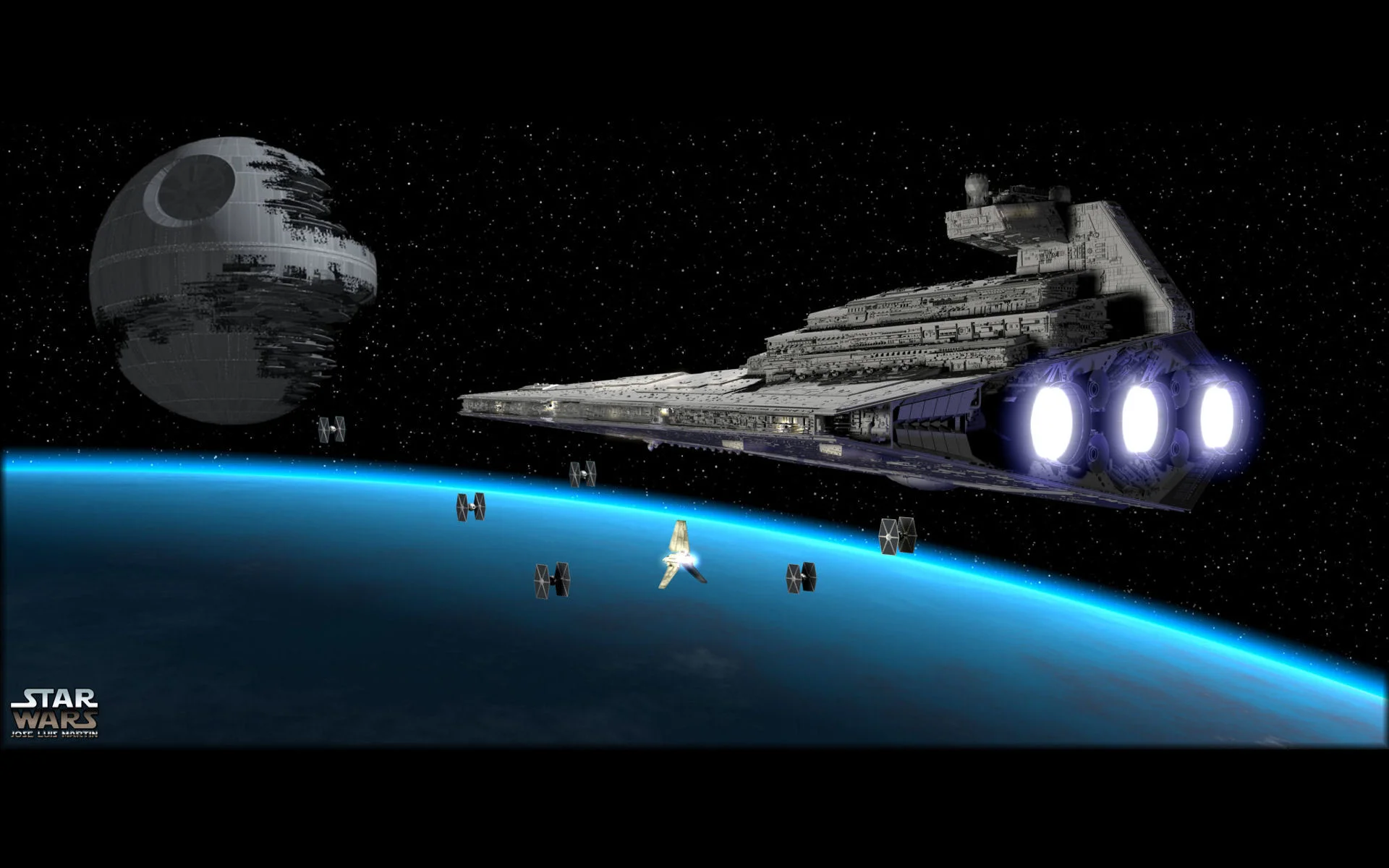 Sci Fi – Star Wars Death Star Star Destroyer TIE Fighter Wallpaper