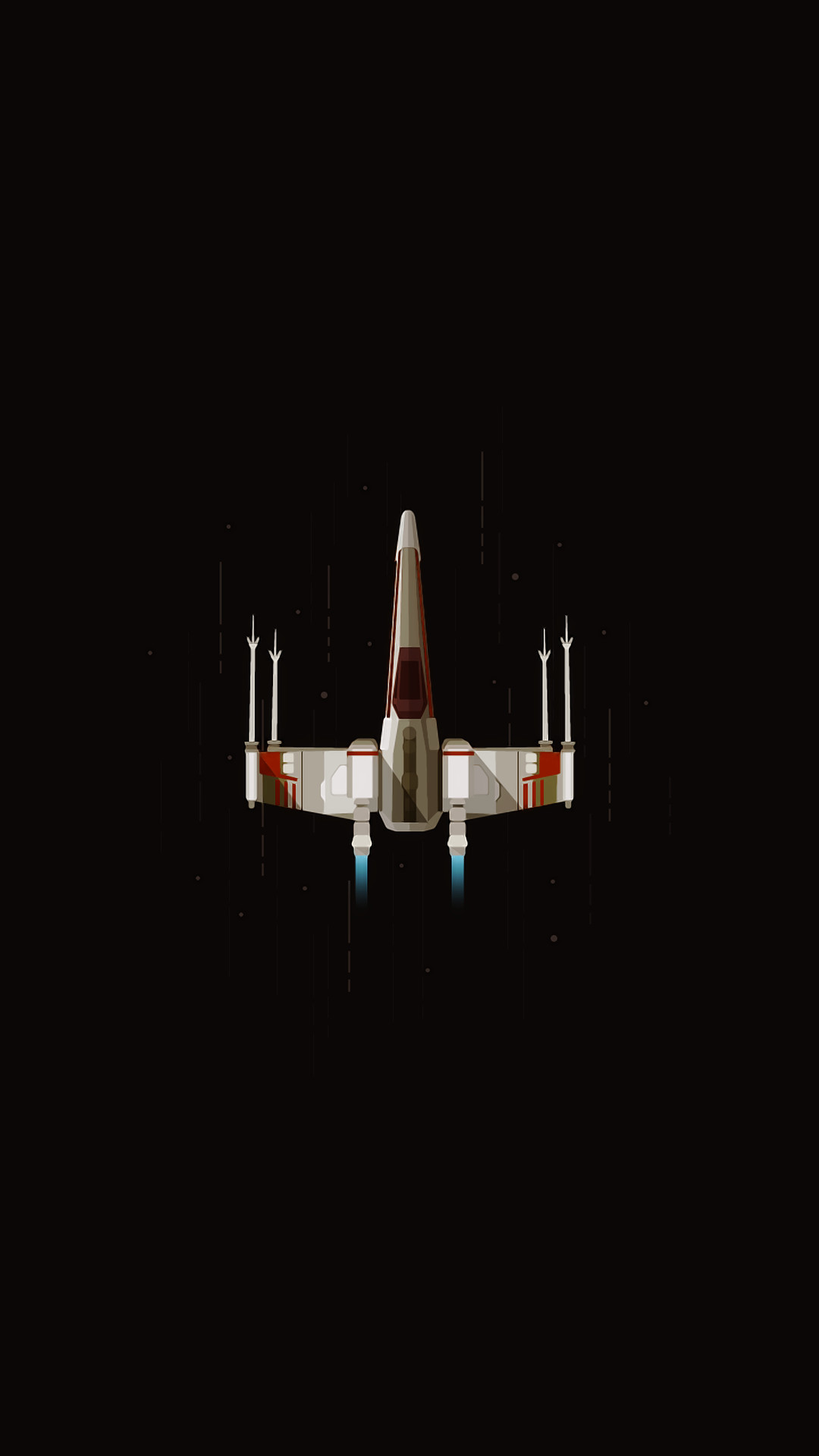 General digital art portrait display rocket spaceship simple  background minimalism space flying black background X