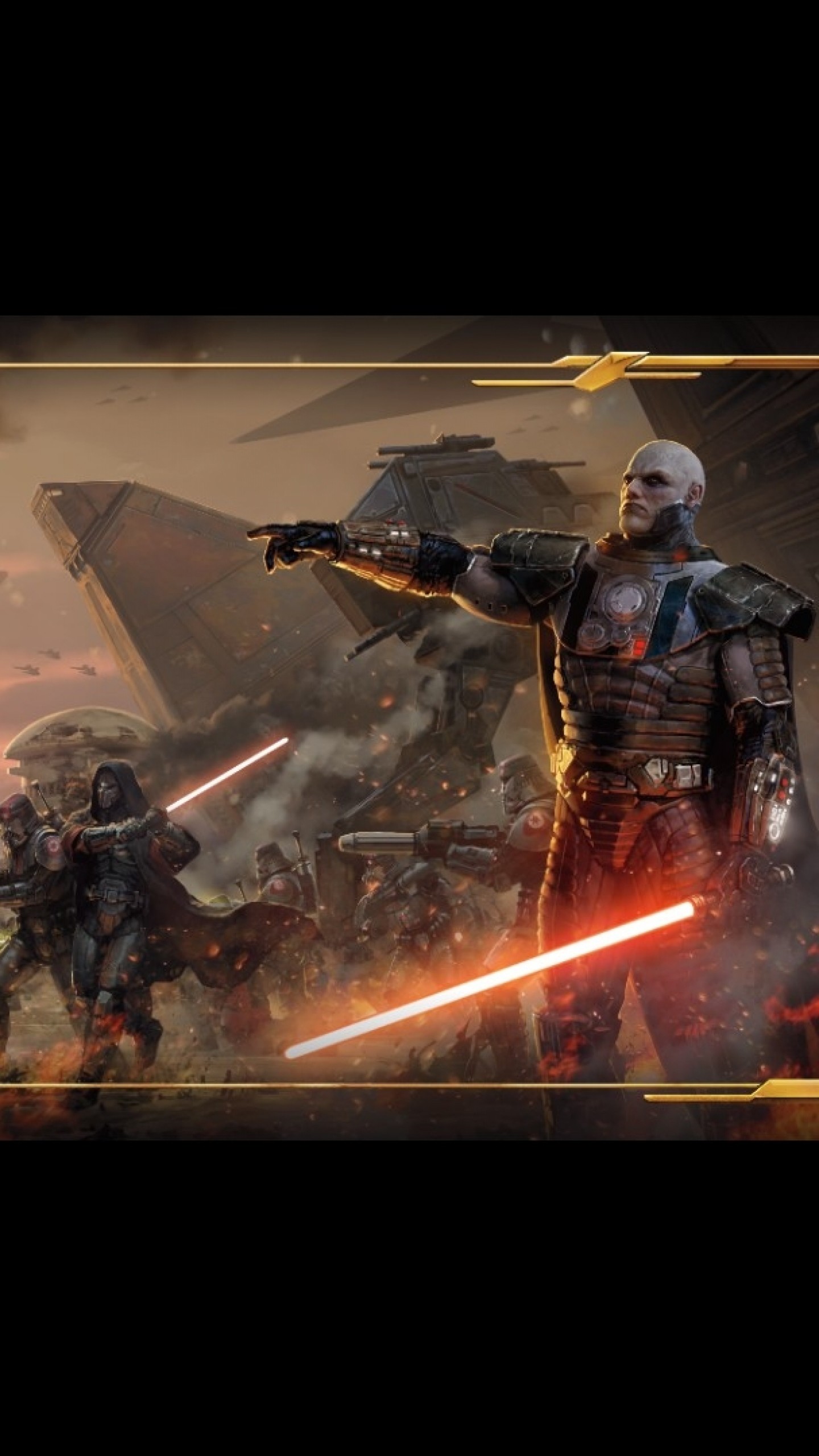 Preview wallpaper star wars the old republic, battle, gun, lightsabers, game 1440×2560