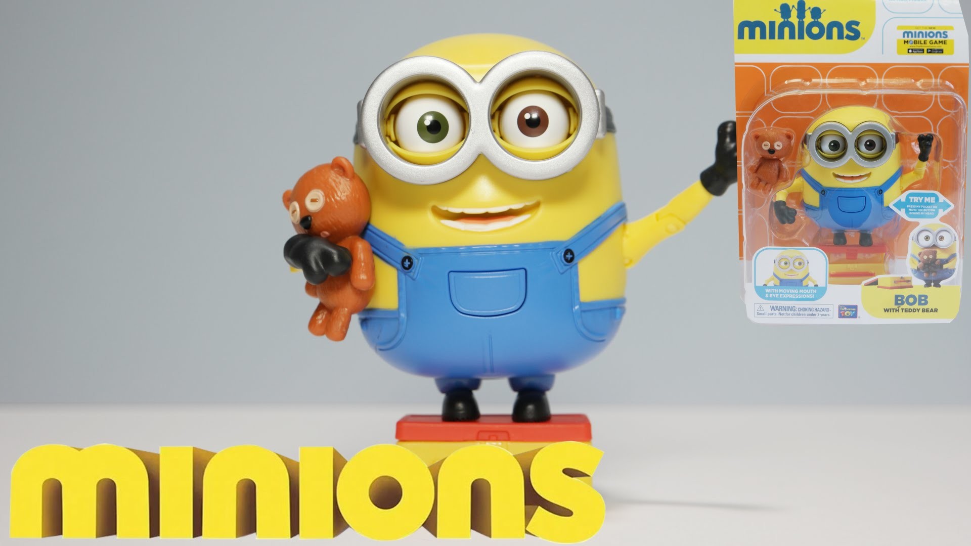 BOB WITH TEDDY BEAR MINION – POSABLE, New 2015 Minions Movie Exclusive Toys UHD 4K – YouTube
