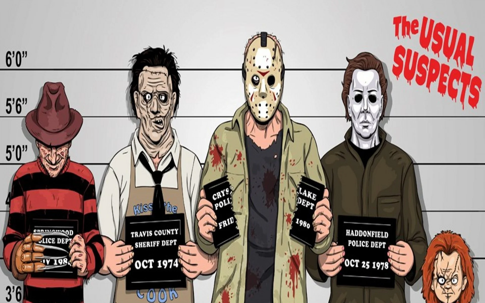 comics funny freddy krueger jason voorhees michael myers the usual suspects  leatherface 1600×1200 Art HD Wallpaper